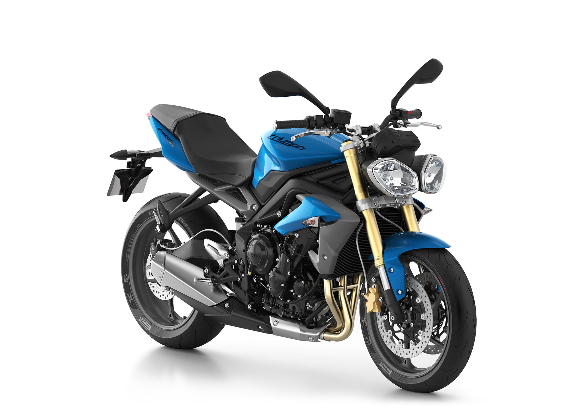 blue, land vehicle, triple, outdoors, street, triumph, white background, wheel, cut out, stationary, mode of transportation, transportation, parking, headwear, HD Wallpaper