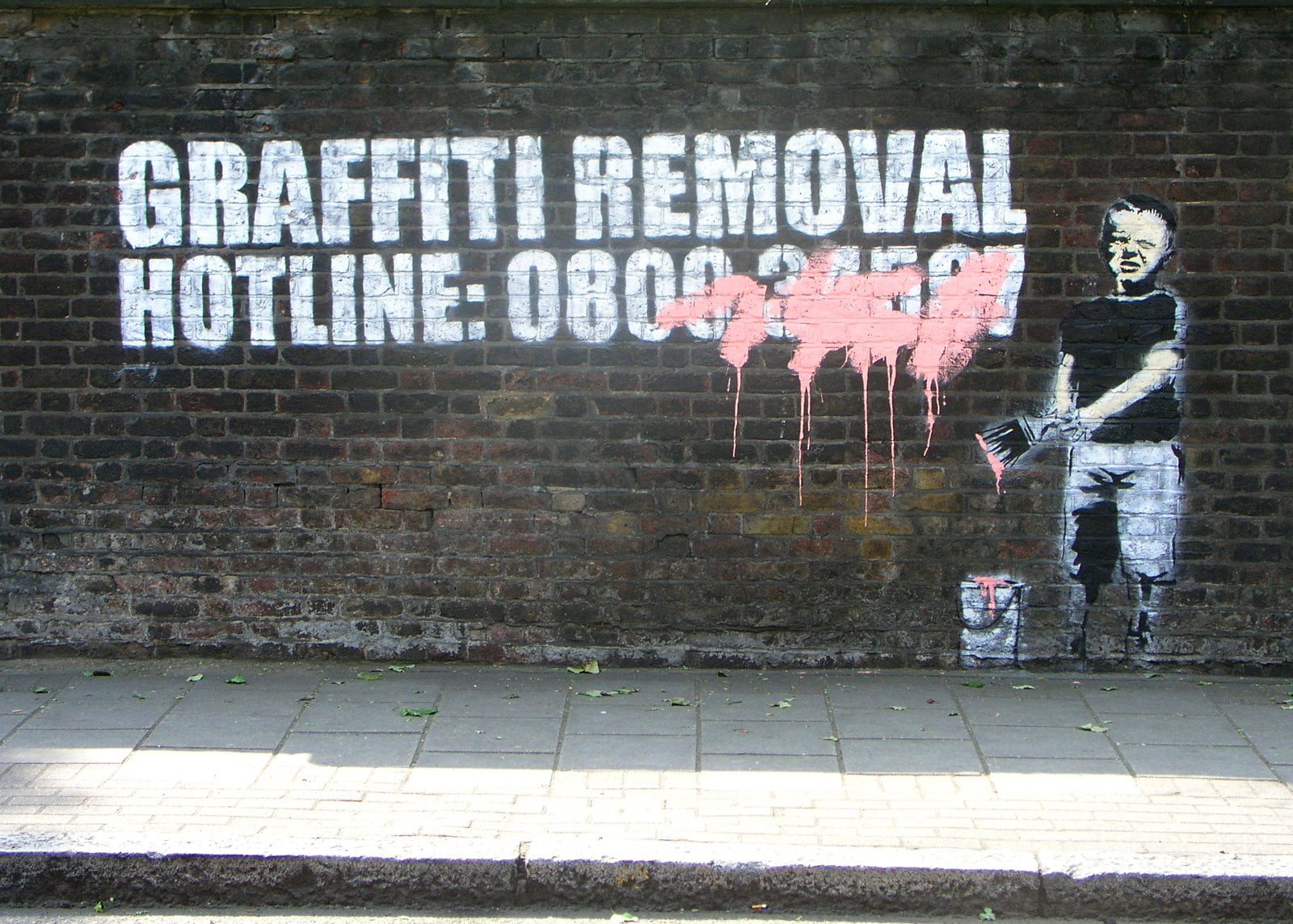 message, city, Graffiti, brick wall, Banksy, built structure, text, mural, wall, western script, brick, street art, street, human representation, overlay, HD Wallpaper