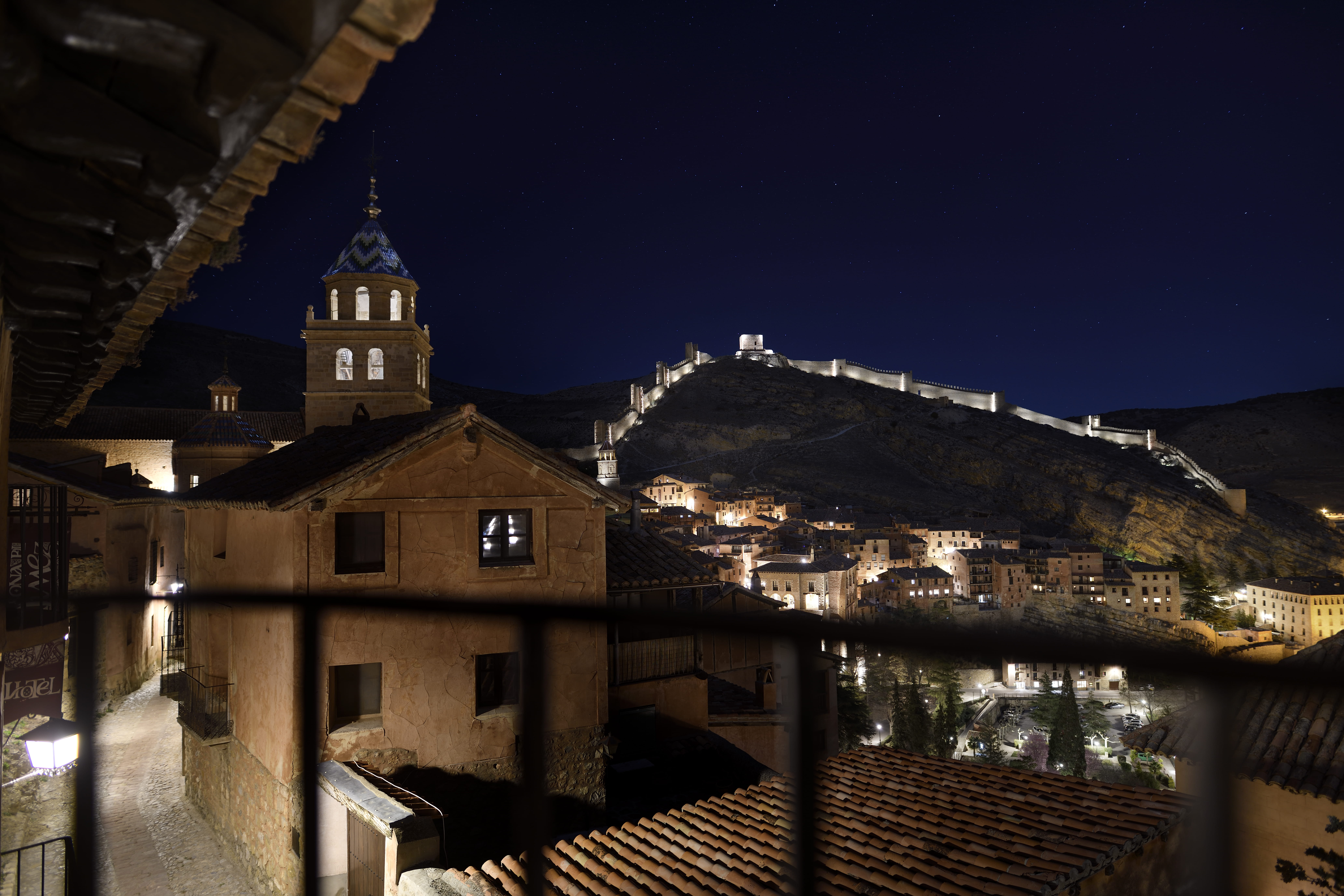 albarracin, sky, lights, nature, canal, d850, water, night, illuminated, the past, banister, window, reflection, outdoors, tower, building, no people, religion, HD Wallpaper
