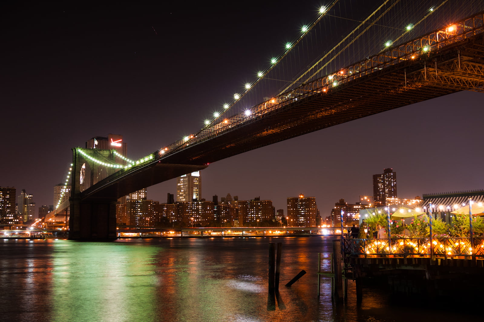 urban Skyline, manhattan - New York City, 20mm, downtown District, Lumix  GF1, new York City, bridge - Man Made Structure, Night, f1.7, famous Place, brooklyn, HD Wallpaper