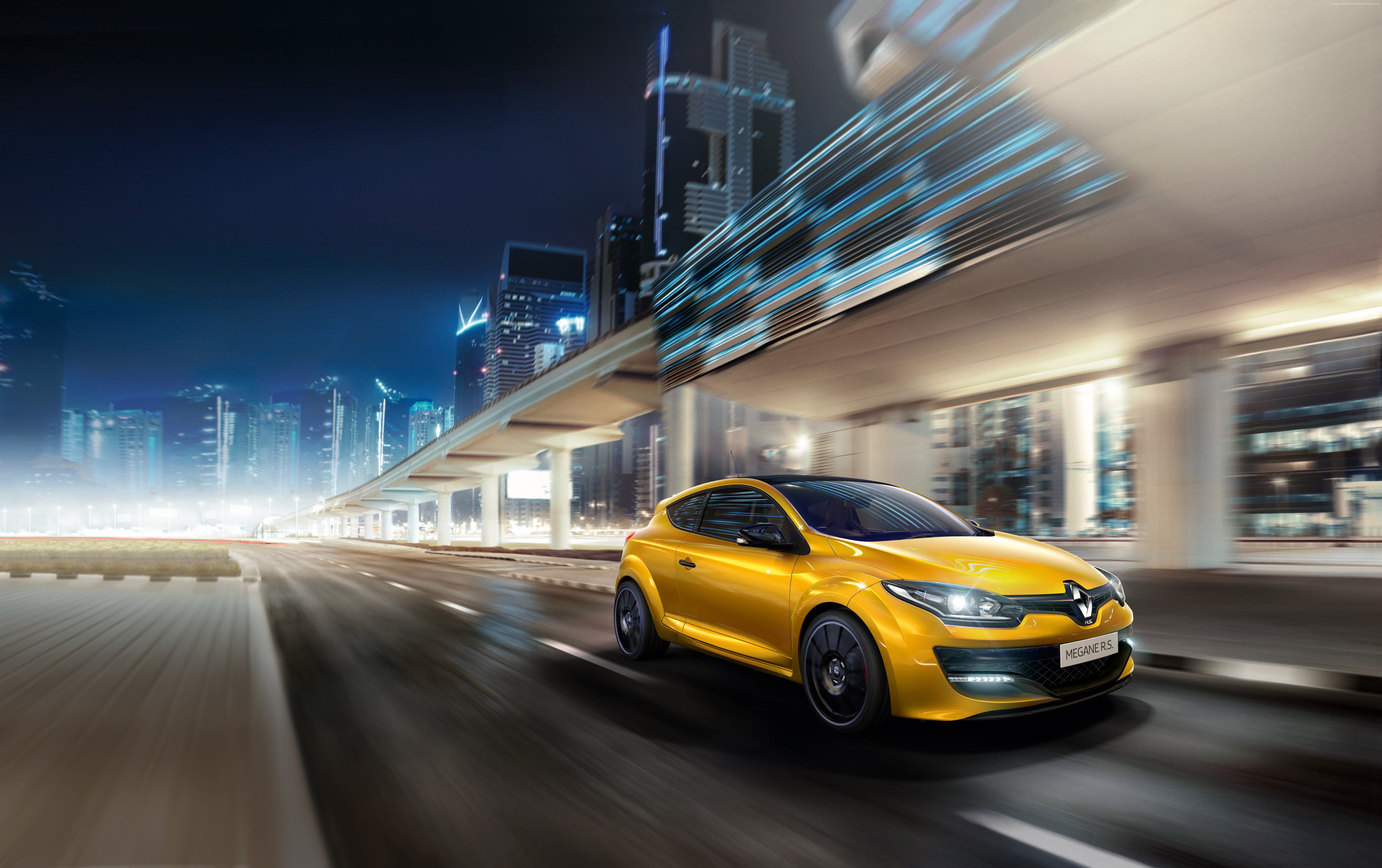 outdoors, illuminated, 5K, yellow, night, mode of transportation, road, speed, architecture, office building exterior, 2018 Cars, long exposure, transportation, HD Wallpaper