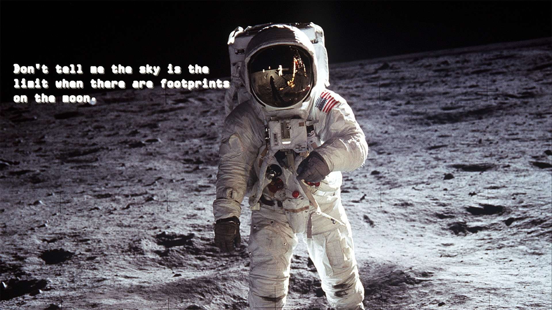 1080P, moon, sky, quote, space, footprints, hd, astronaut, limit, HD Wallpaper