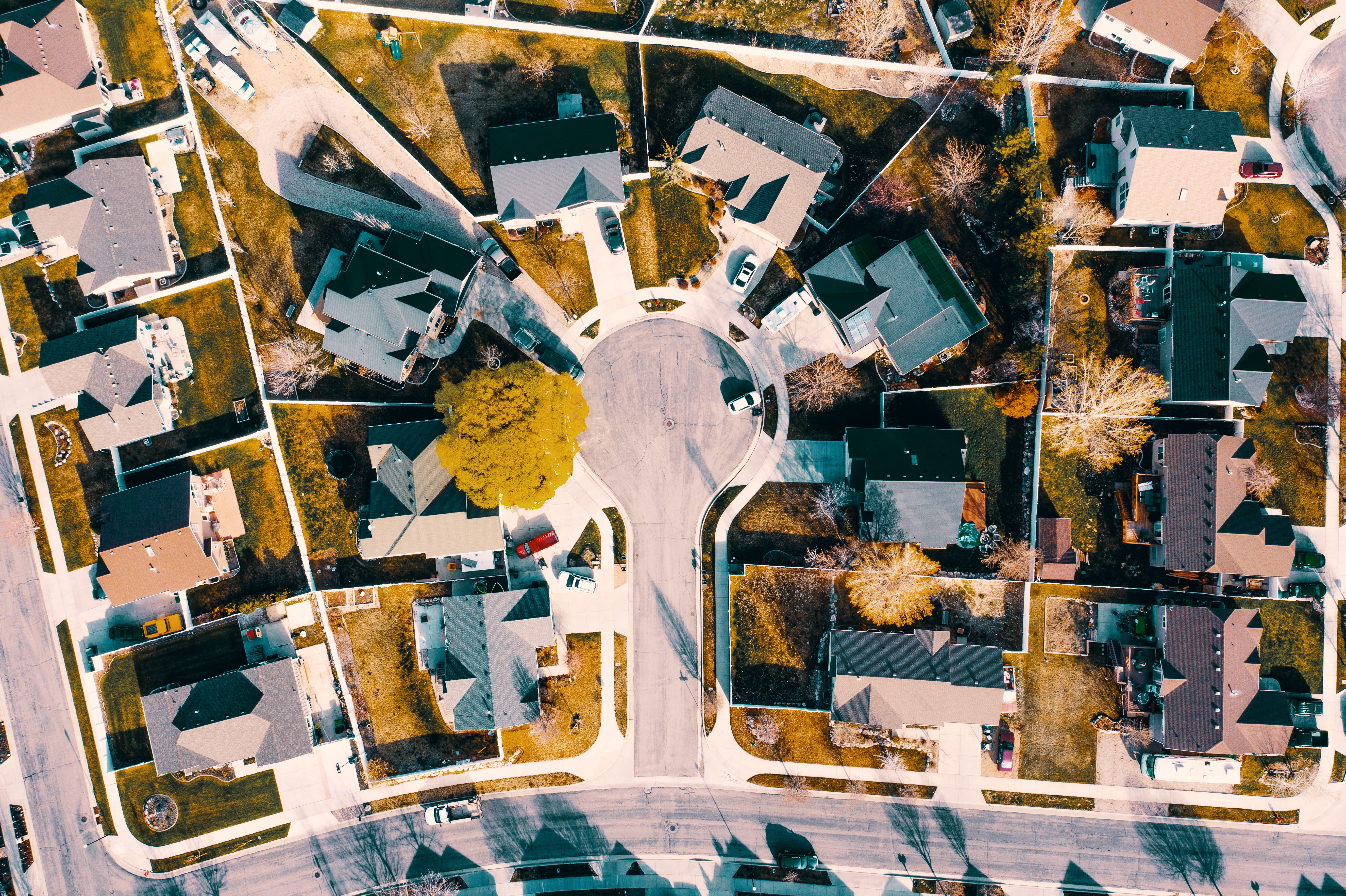 5K, transparent, pattern, architecture, cul de sac, aerial view, urban, day, built structure, neighborhood, full frame, 5174 canyon rose cir, creativity, HD Wallpaper