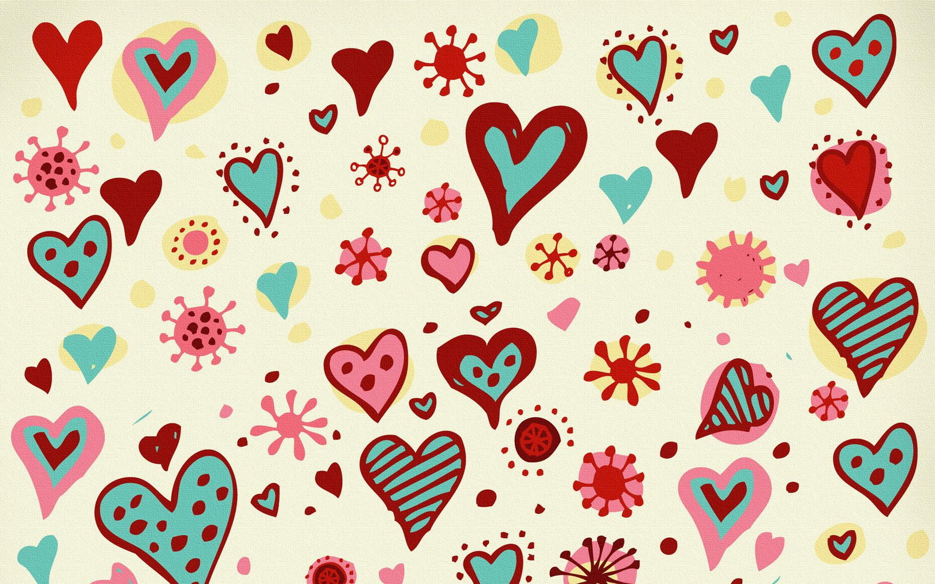 hearts, cute, small, love, 3d and abstract, 1080P, HD Wallpaper
