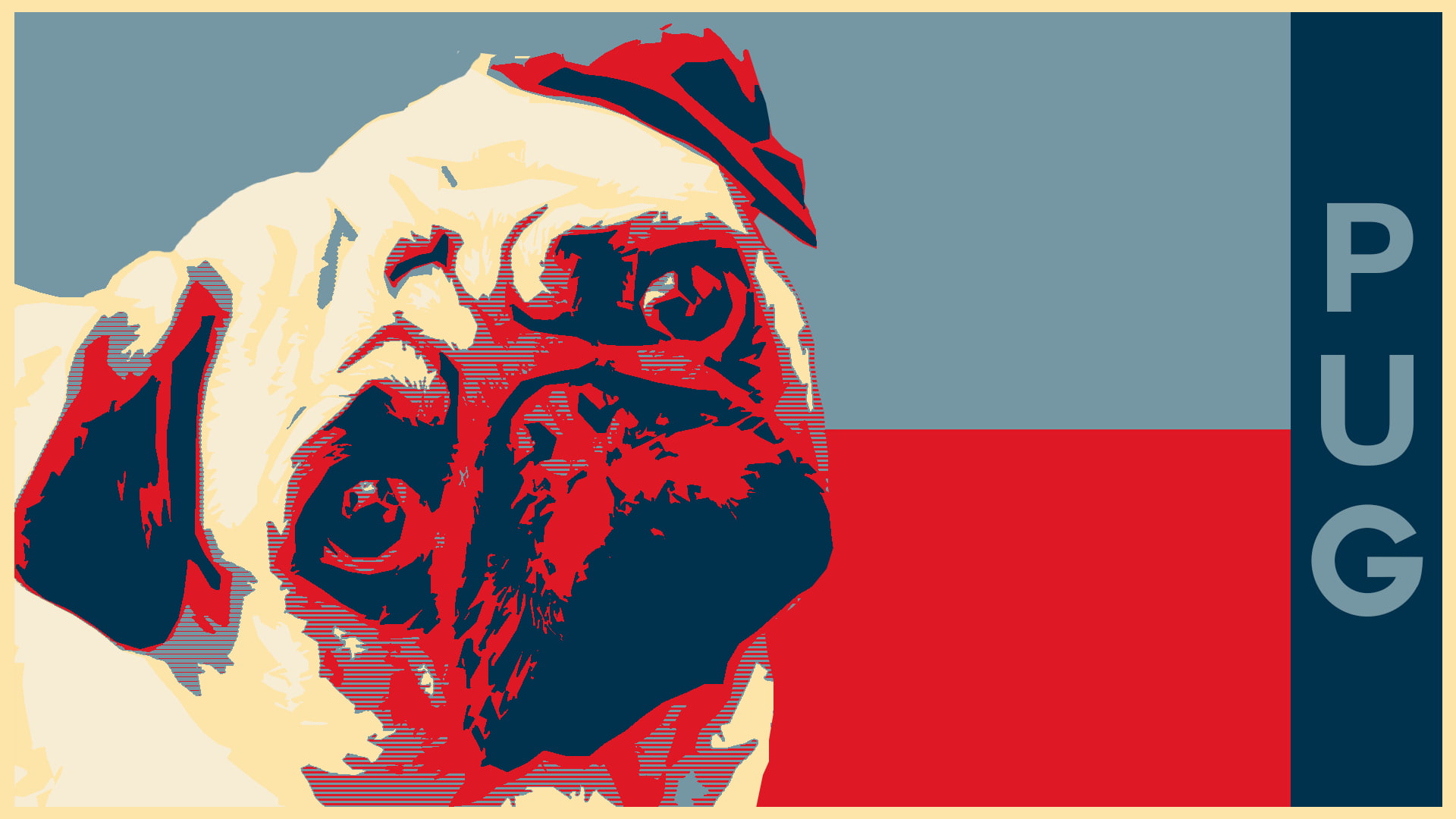 profile view, close-up, Hope posters, men, red, pug, human face, young adult, transfer print, clothing, headshot, 1080P, real people, women, side view, HD Wallpaper