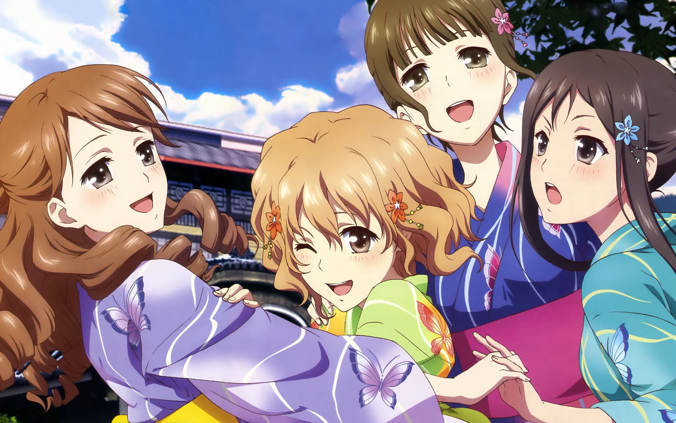 representation, girls, summer, mask, joy, smiling, day, multi colored, craft, women, anime, art and craft, outdoors, toy, human representation, HD Wallpaper