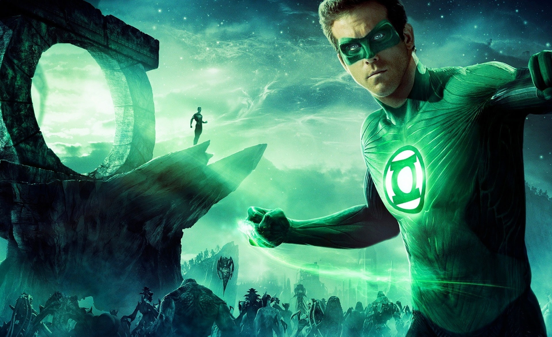 superhero film, adventure, lantern, underwater, ryan reynolds as hal jordan, green lantern 2011 film, green lantern 2011, adult, digital composite, movie, HD Wallpaper
