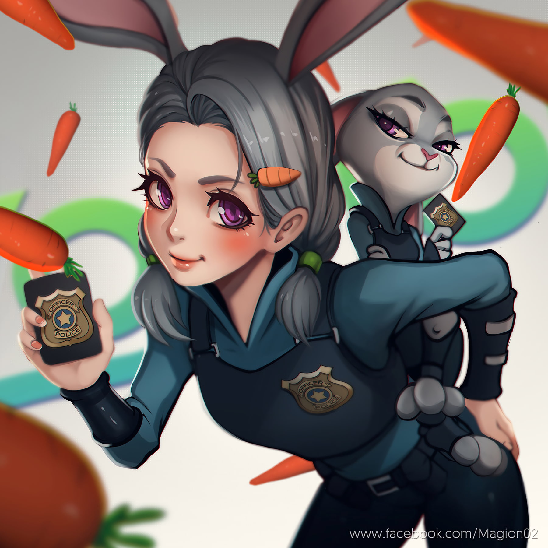 gray hair, indoors, emotion, holding, studio shot, beautiful woman, uniform, rabbits, bunny ears, 720P, purple eyes, females, beauty, anime girls, women, Phone HD Wallpaper
