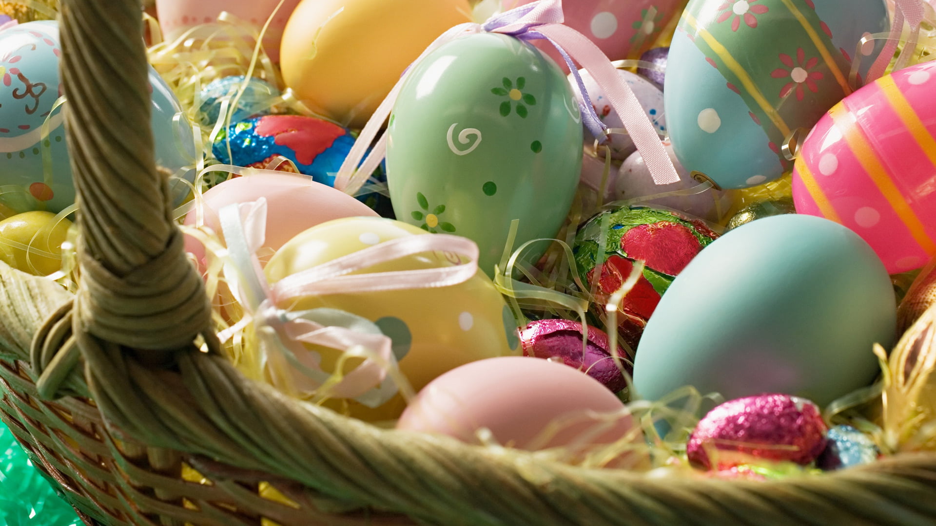 yellow, plate, bright, delicious, color, easter, 1080P, choice, colorful, tasty, cake, treat, chocolate, dinner, still life, gift, holiday, close-up, fruit, HD Wallpaper
