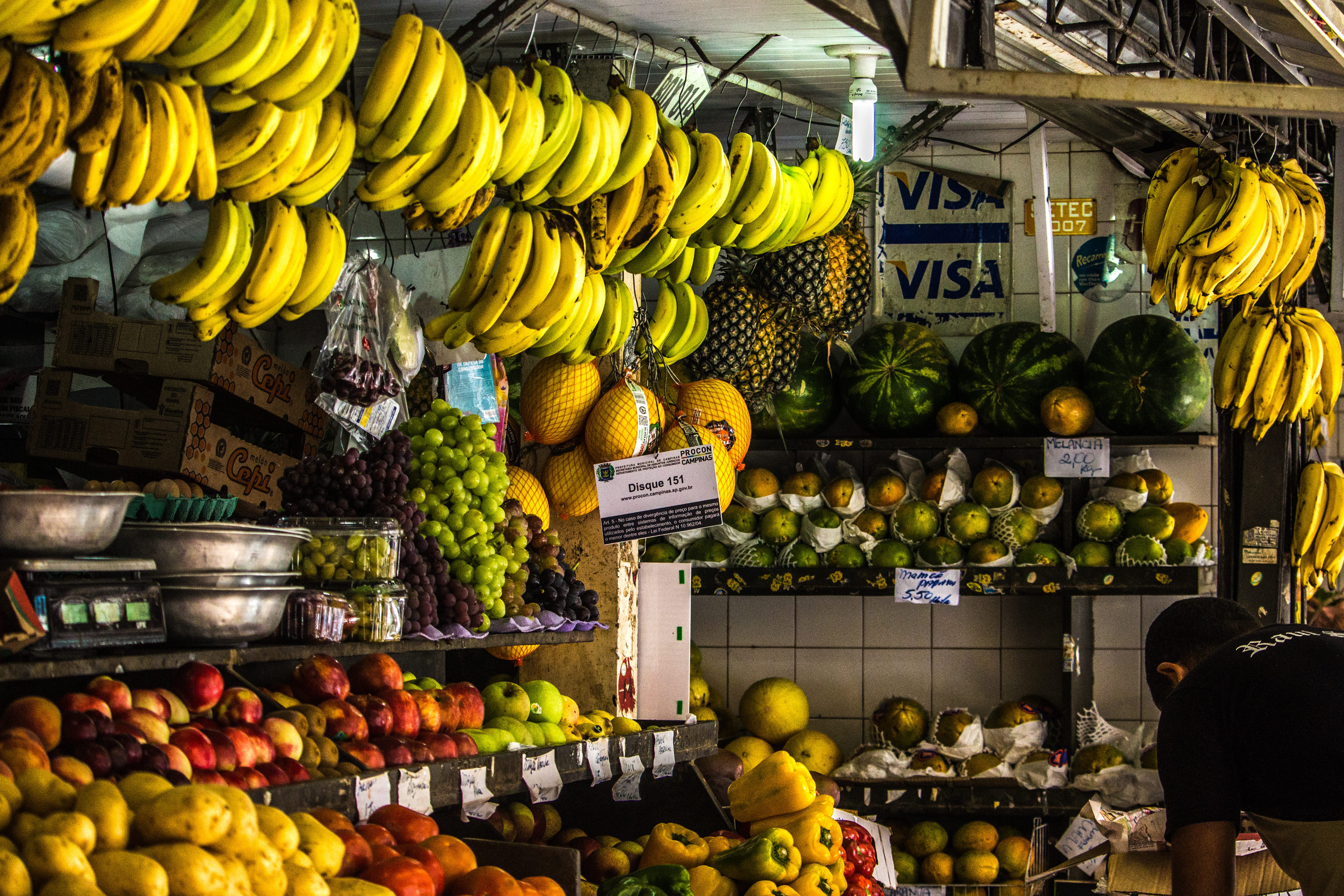 yellow, Booth, stock, commerce, freshness, price tag, retail display, fruit, sale, large group of objects, no people, stand, wellbeing, abundance, shelves, HD Wallpaper