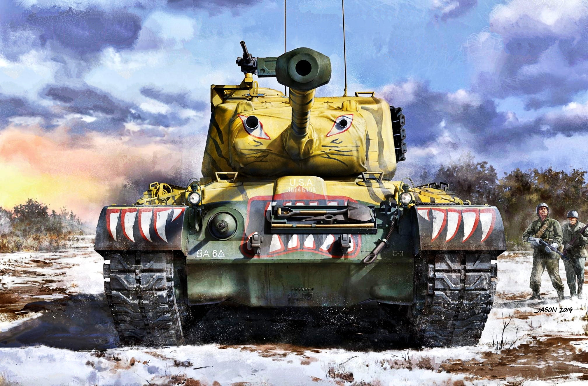 Snow, USA, Patton, 1080P, US Army, Soldiers, Tank, The Korean war 1950-1953, M46, HD Wallpaper