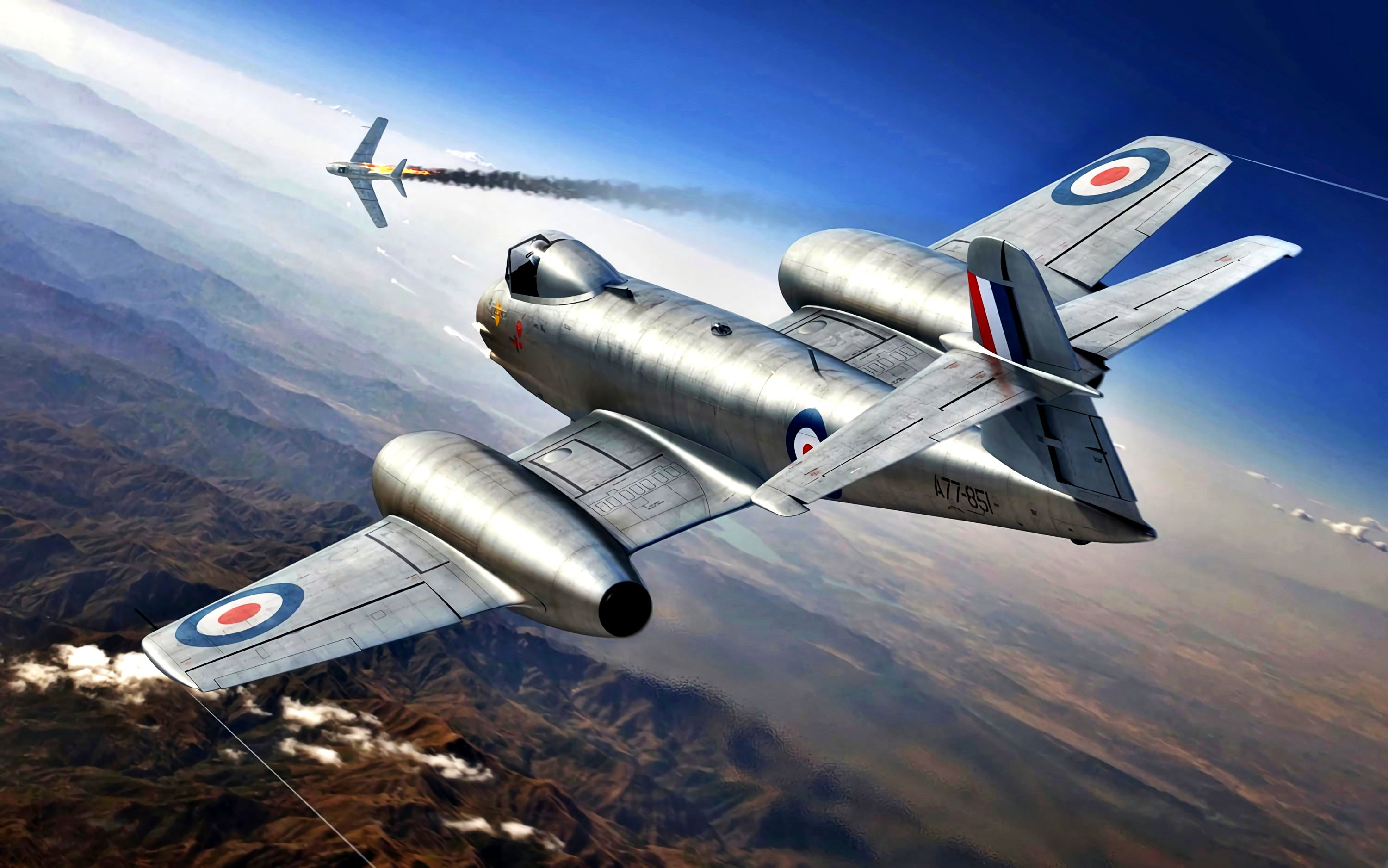 2K, The Korean war 1950-1953, F.Mk.8, Gloster, Meteor, fighter-interceptor, HD Wallpaper