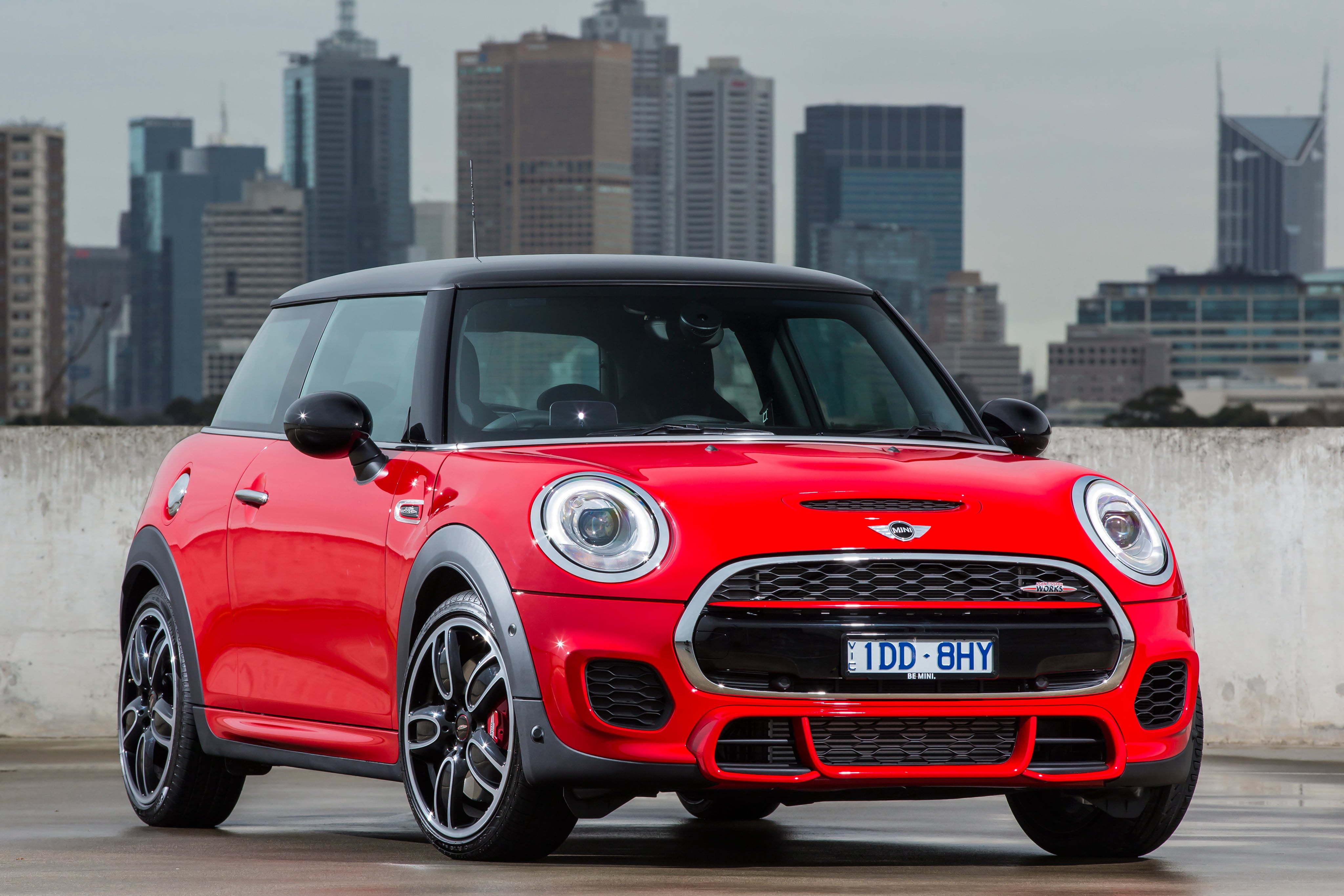 built structure, canada, front View, chrome, alloy Wheel, car, speed, building exterior, vehicle Door, hatchback, red, looking At View, building, John Cooper, HD Wallpaper