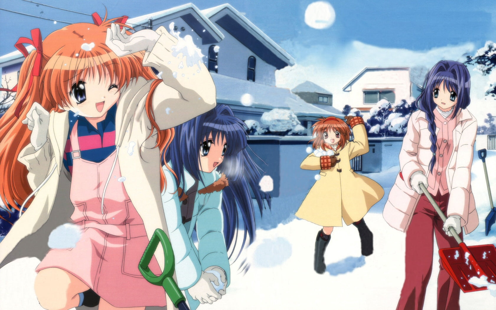 winter, amusement park ride, people, four, animated, human representation, girl, computer Graphic, women, representation, looking at camera, fun, clothing, HD Wallpaper