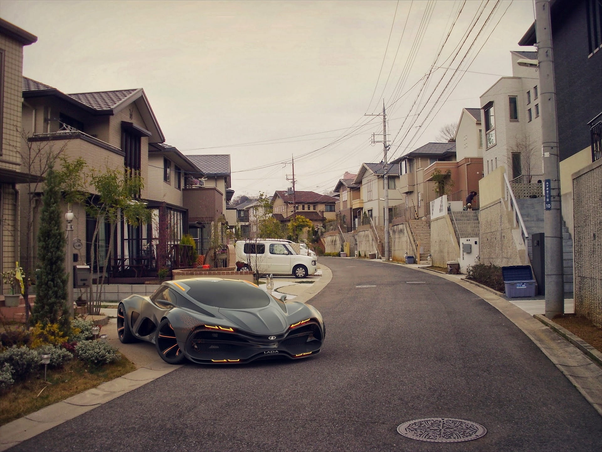 The concept, editorial, architecture, 2014, house, Car, Street, transportation, black, city Life, europe, Houses, parking Lot, sports, the way forward, HD Wallpaper
