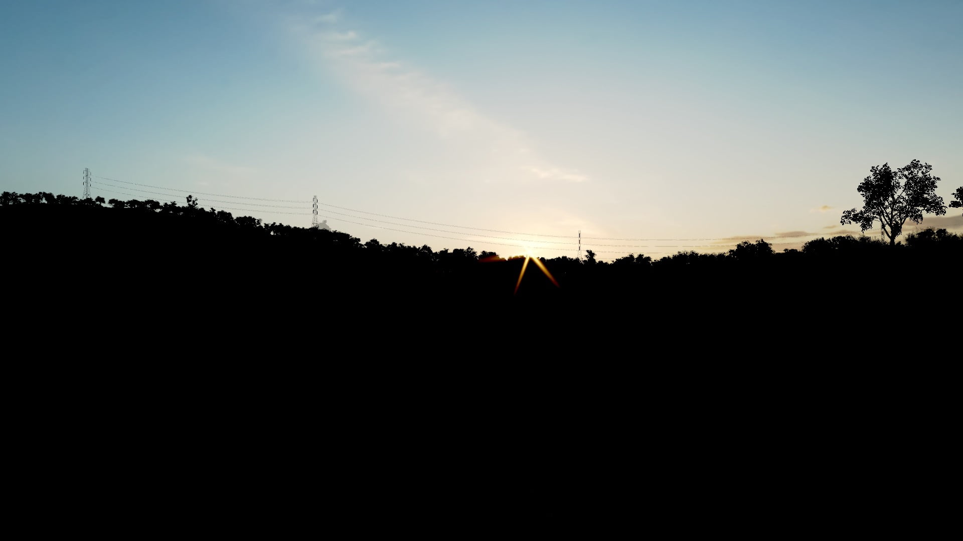 sunlight, scenics - nature, orange color, environment, forza horizon 3, no people, plant, nature, silhouette, beauty in nature, sunset, copy space, sky, HD Wallpaper