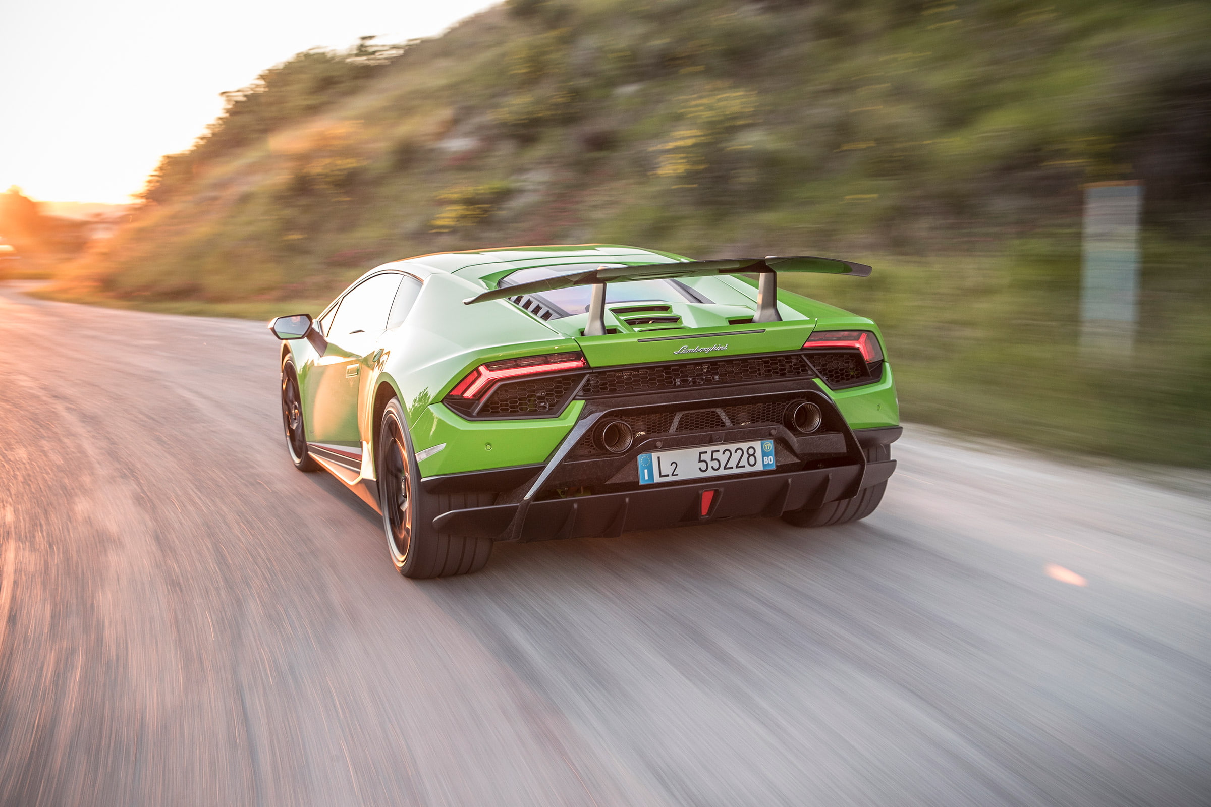 motor vehicle, transportation, blurred motion, outdoors, car, motion, nature, 2017, selective focus, travel, mode of transportation, lamborghini, sport, HD Wallpaper