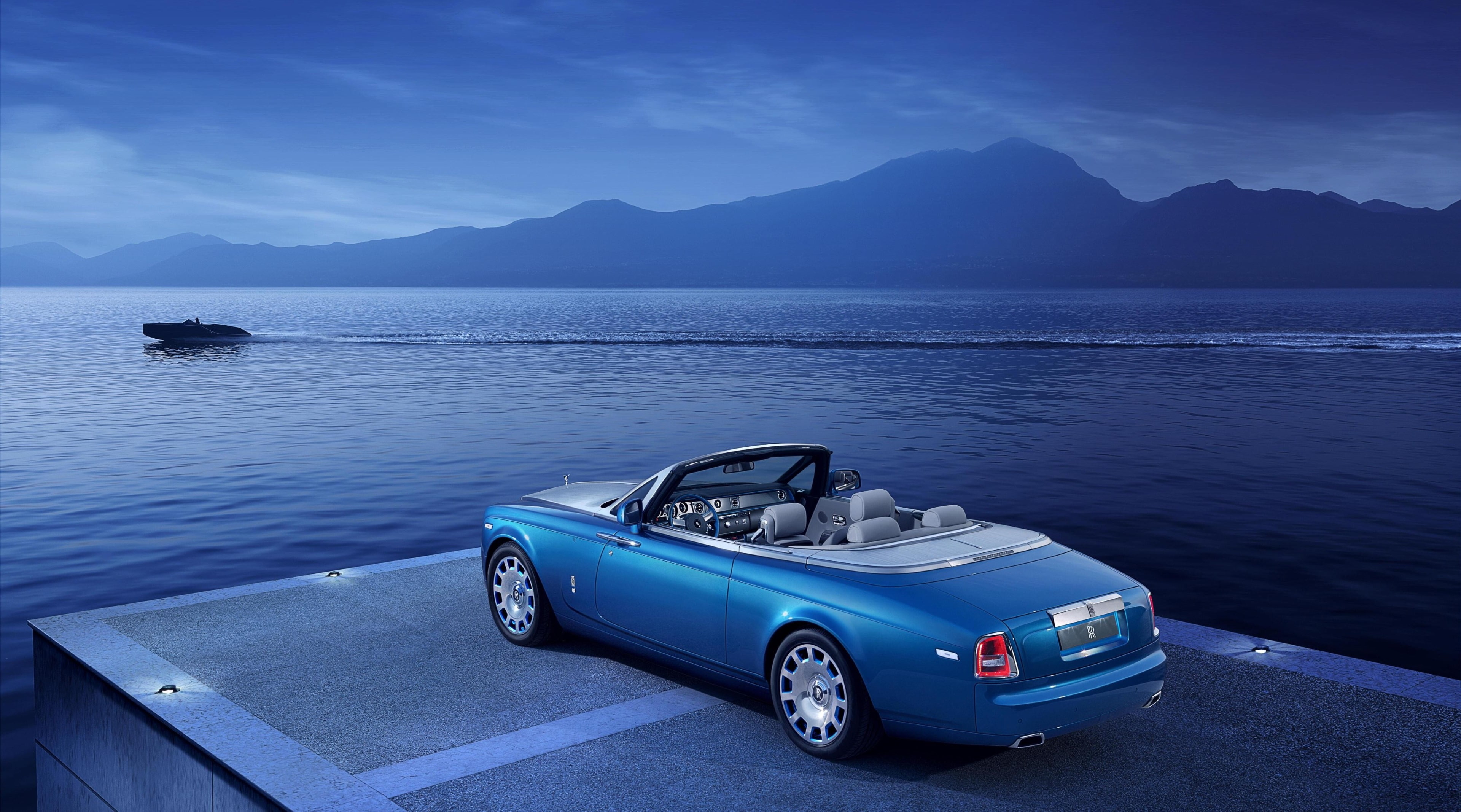 car, mode of transportation, 4K, sky, sea, no people, nautical vessel, rolls royce phantom drophead coupe 4k windows  hd, journey, nature, transportation, HD Wallpaper