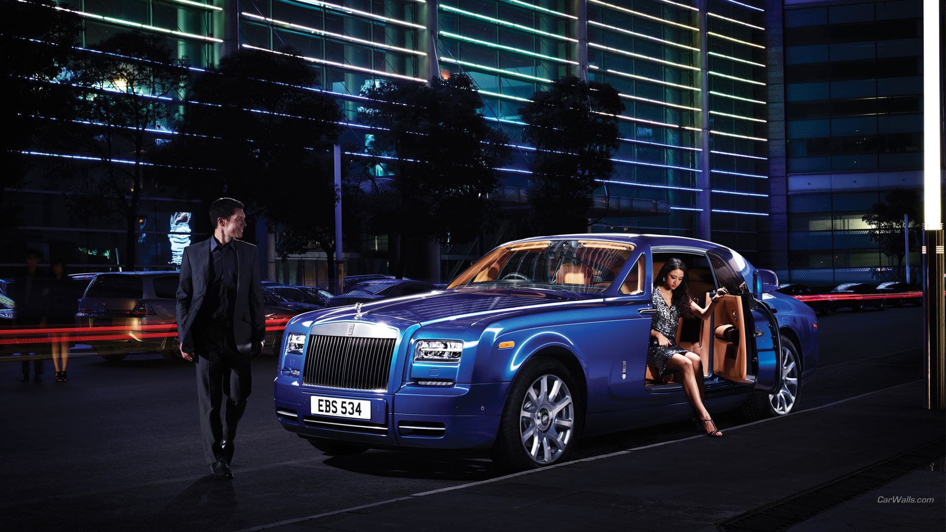 people, architecture, government, Rolls-Royce Phantom, car, 1080P, men, adult, law, standing, social issues, crime, city, full length, night, transportation, HD Wallpaper