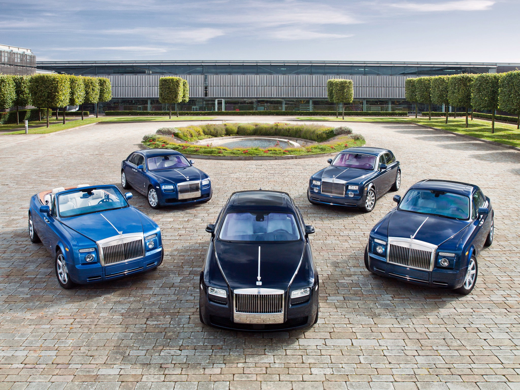 Five, cars, 1080P, pond, royce, rolls, phantom, Rolls-Royce, exhibition, HD Wallpaper