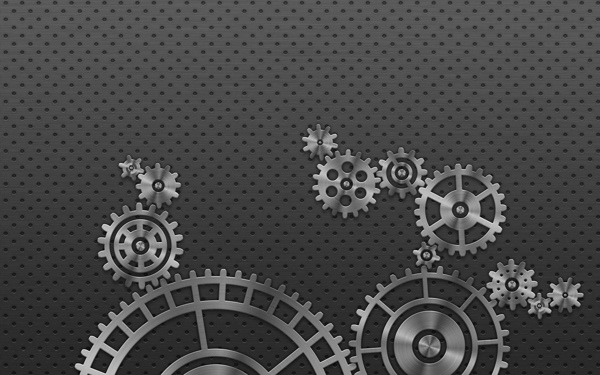 steel, stainless, gears, metal, 1080P, digital art, 1920x1200, metallic, gear, HD Wallpaper