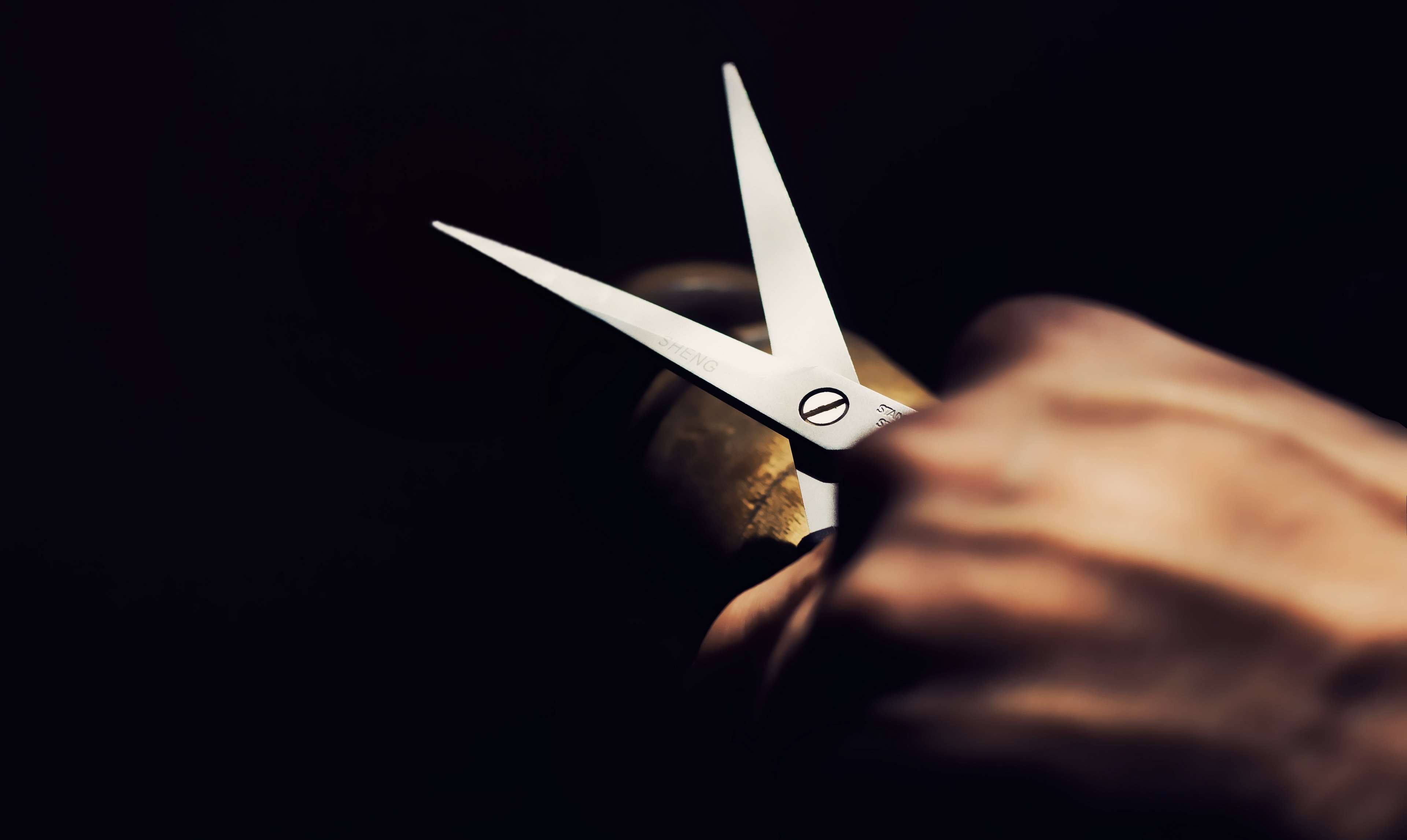 holding, cutting, aggression, 4K, hand, close up, cut, single object, black background, still life, sewing, art, tool, business, studio shot, equipment, HD Wallpaper