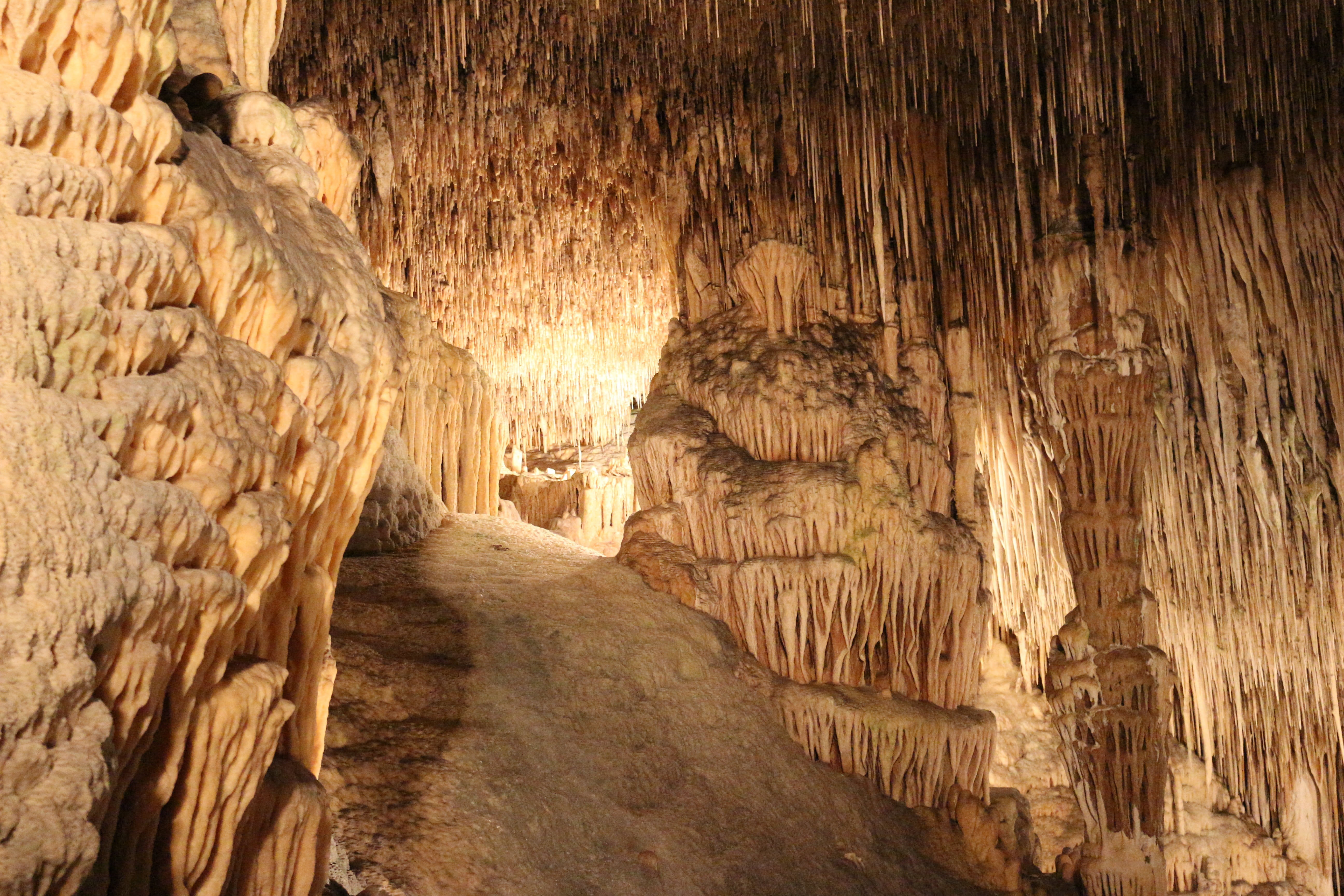 solid, nature, stalactite, rock formation, no people, stalactite cave, physical geography, stalactites, architecture, mallorca, brown, the way forward, HD Wallpaper