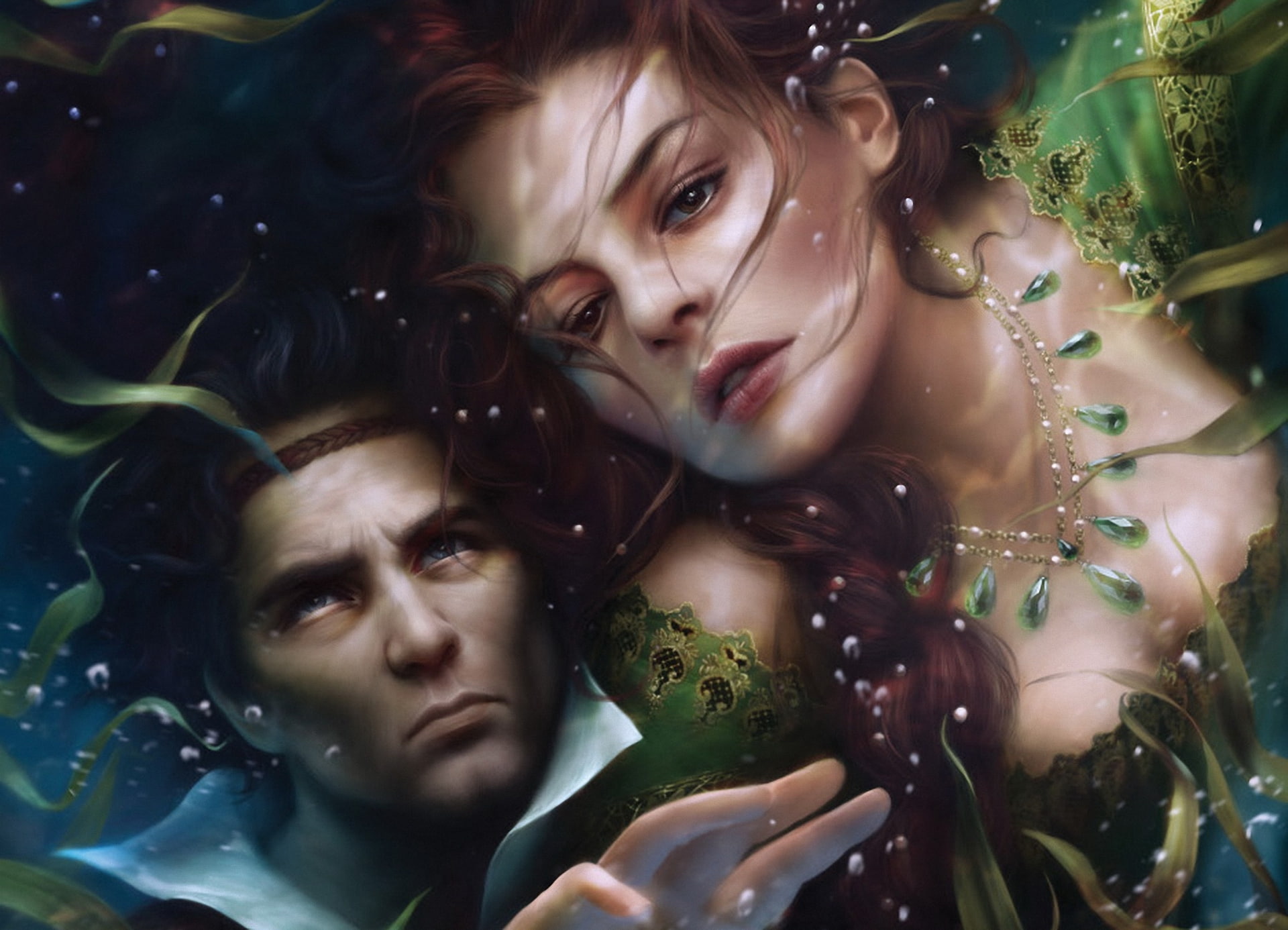 The Wheel Of Time, Mélanie Delon, bubbles, Ayz At Sendai, illustration to the book, water, Robert Jordan, Al LAN Mandragoran, Nynaeve al World, Crown Of Swords, HD Wallpaper