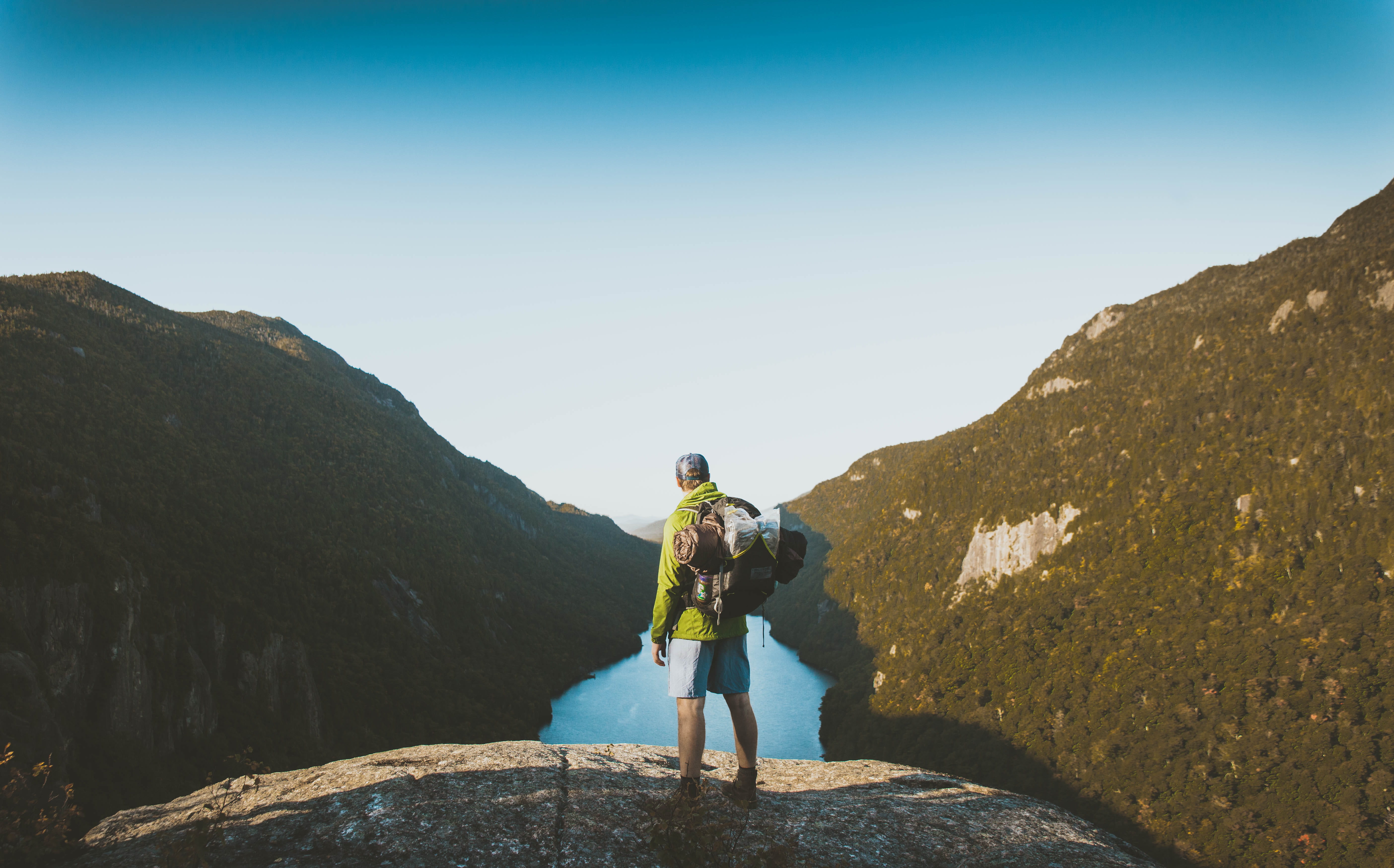 exploration, forest, sky, river, day, lake, scenics - nature, sunlight, 5K, real people, nature, photo, shorts, recreational Pursuit, edge, two People, HD Wallpaper