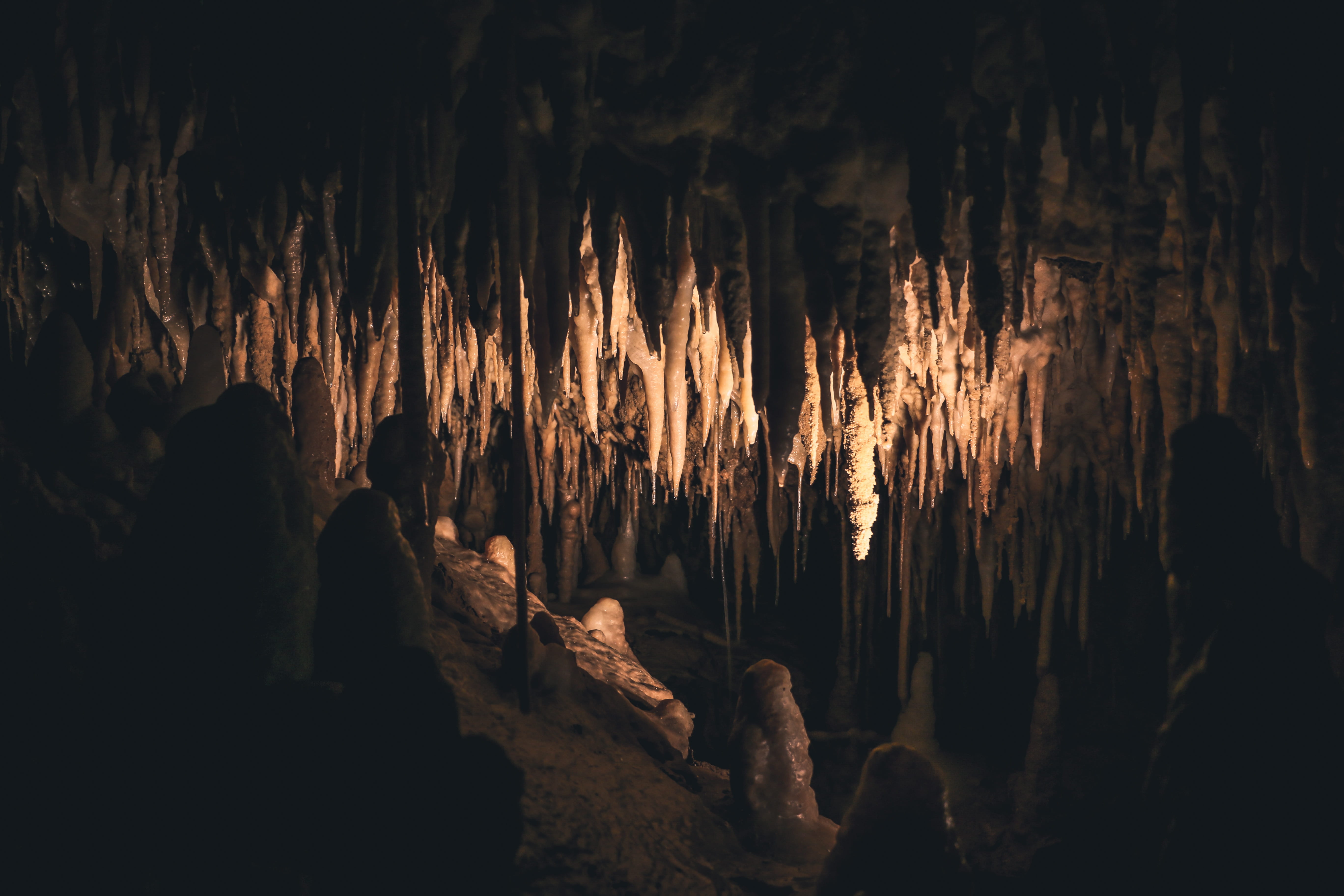 nature, travel destinations, solid, eroded, cave, geology, idyllic, illuminated, physical geography, shadows, stalactite, rock, 5K, stalactites, underground, HD Wallpaper