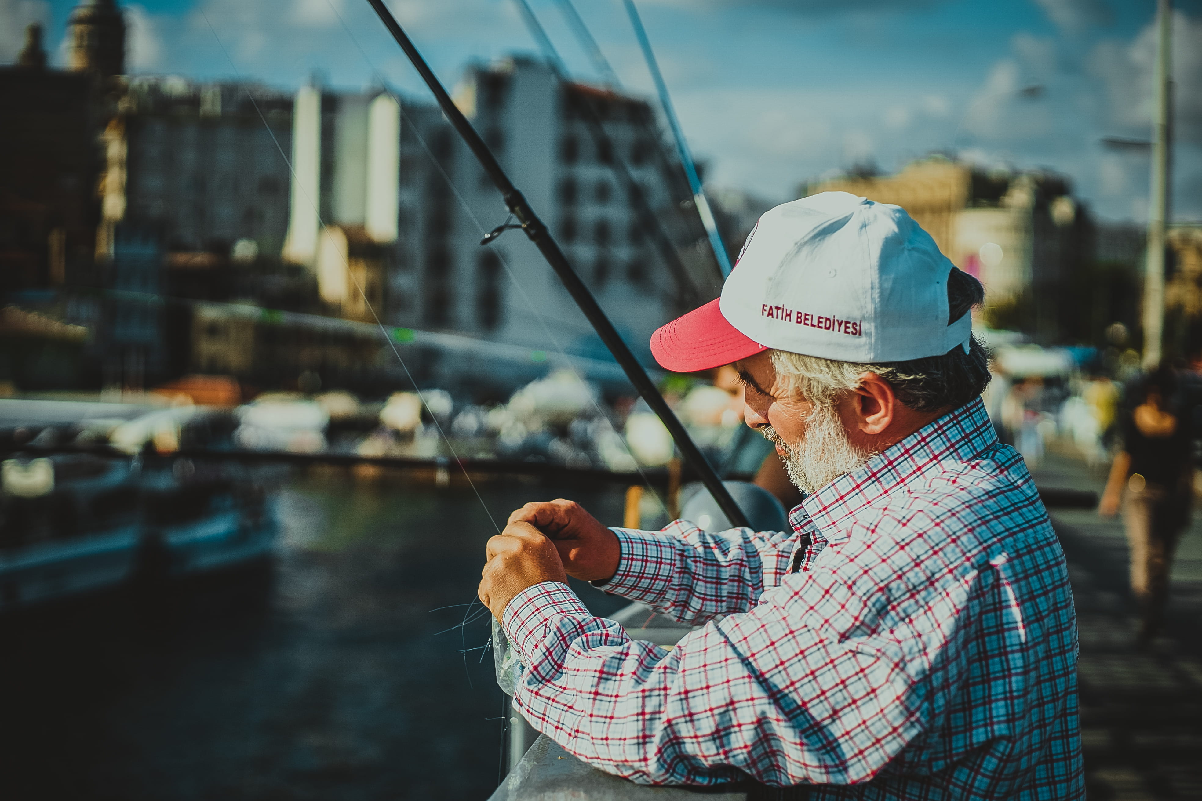 turkey, fishing, side view, harbour, standing, human, car, holding, one person, day, hat, istanbul, lake, building, focus on foreground, man, people, lifestyles, HD Wallpaper