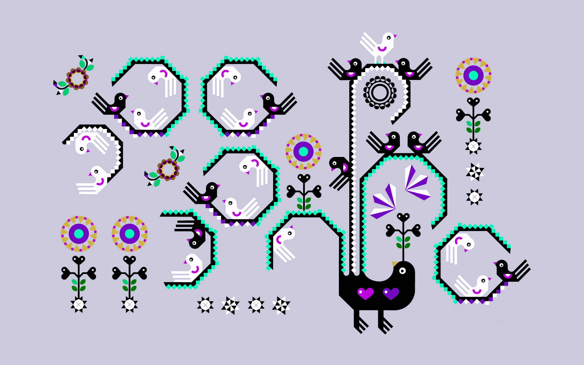 1080P, ornament, birds, figure, zune originals, HD Wallpaper