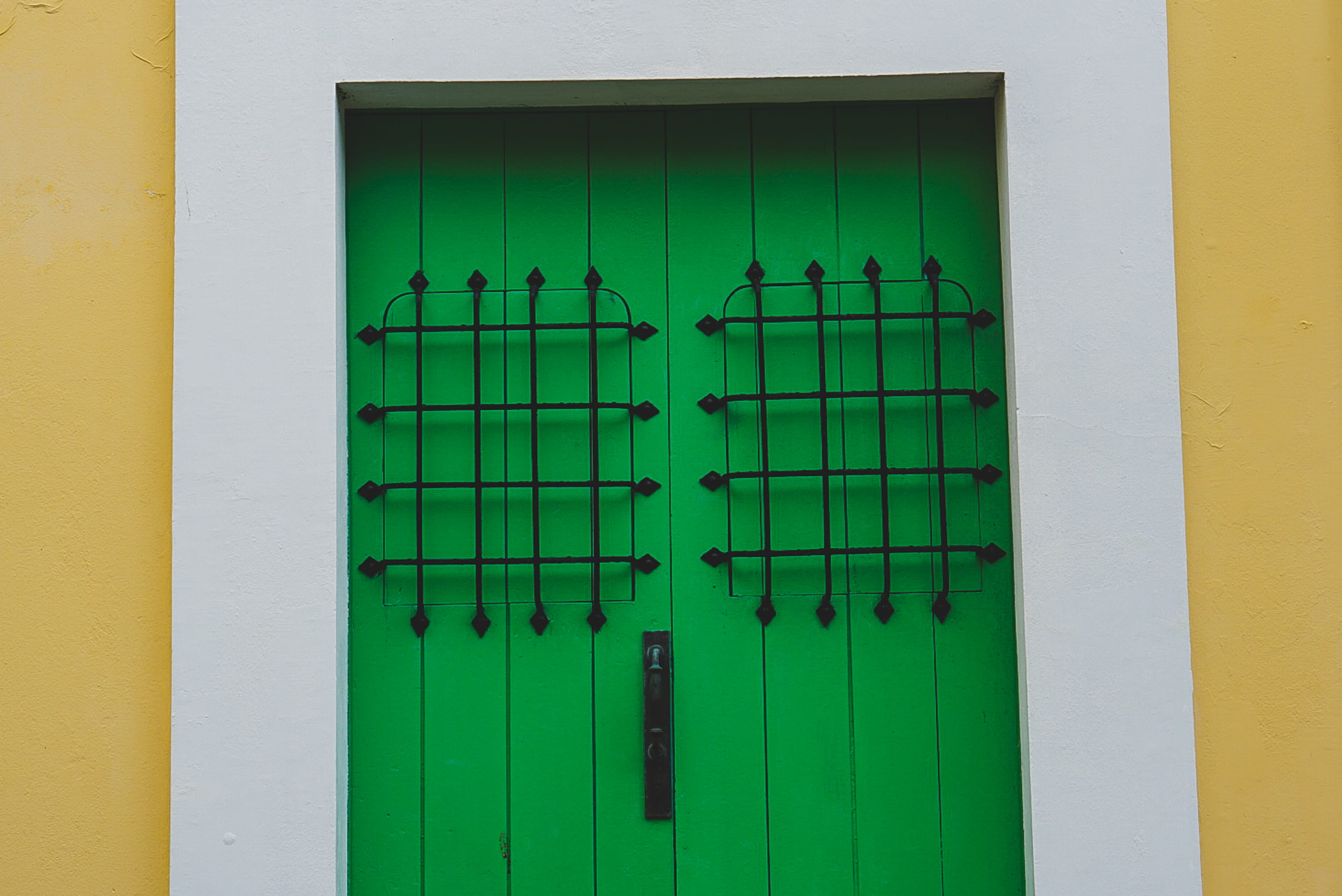 door, architecture, yellow, no people, outdoors, full frame, turquoise colored, closed, window, safety, entrance, day, old san juan, 2K, built structure, HD Wallpaper