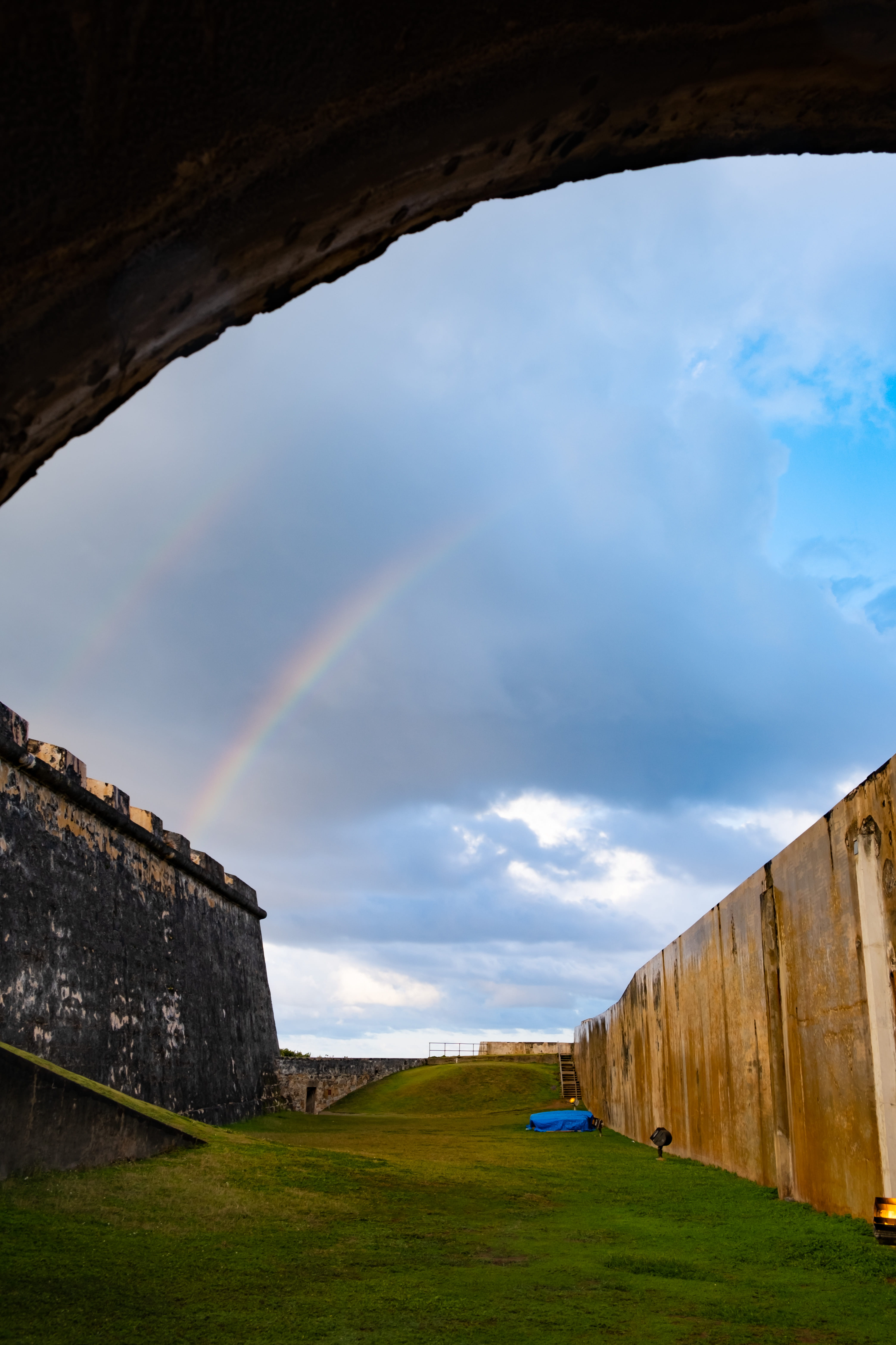 scenics - nature, non-urban scene, double rainbow, beauty in nature, day, rainbow, puerto rico, tranquility, azure sky, building exterior, sky, low angle view, Phone HD Wallpaper