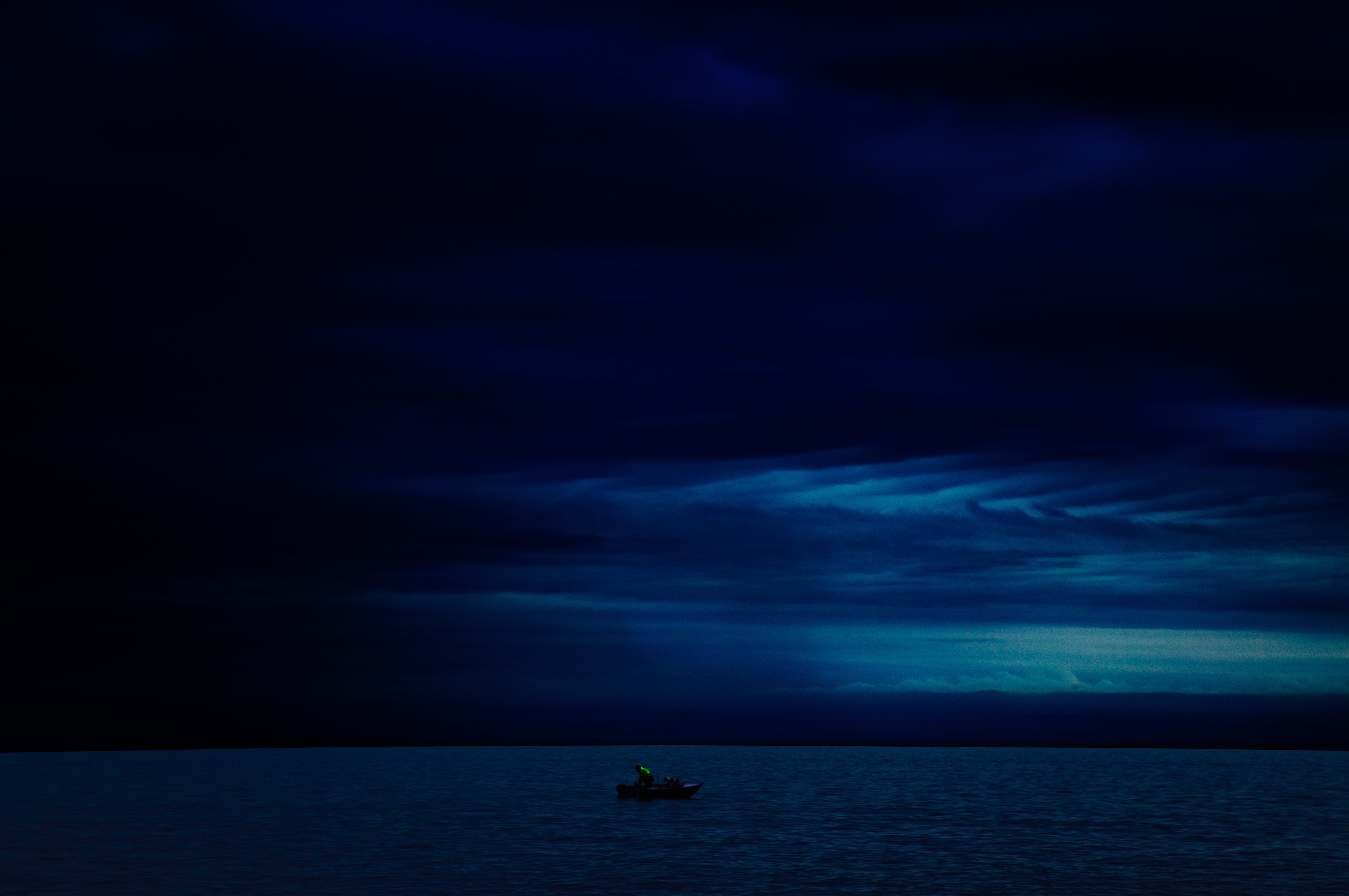 sailing, scenics, sea, boat, tranquility, no people, calm, dark, scenics - nature, ocean, clouds, bodies, storm, nature, dramatic sky, 5K, nautical vessel, HD Wallpaper