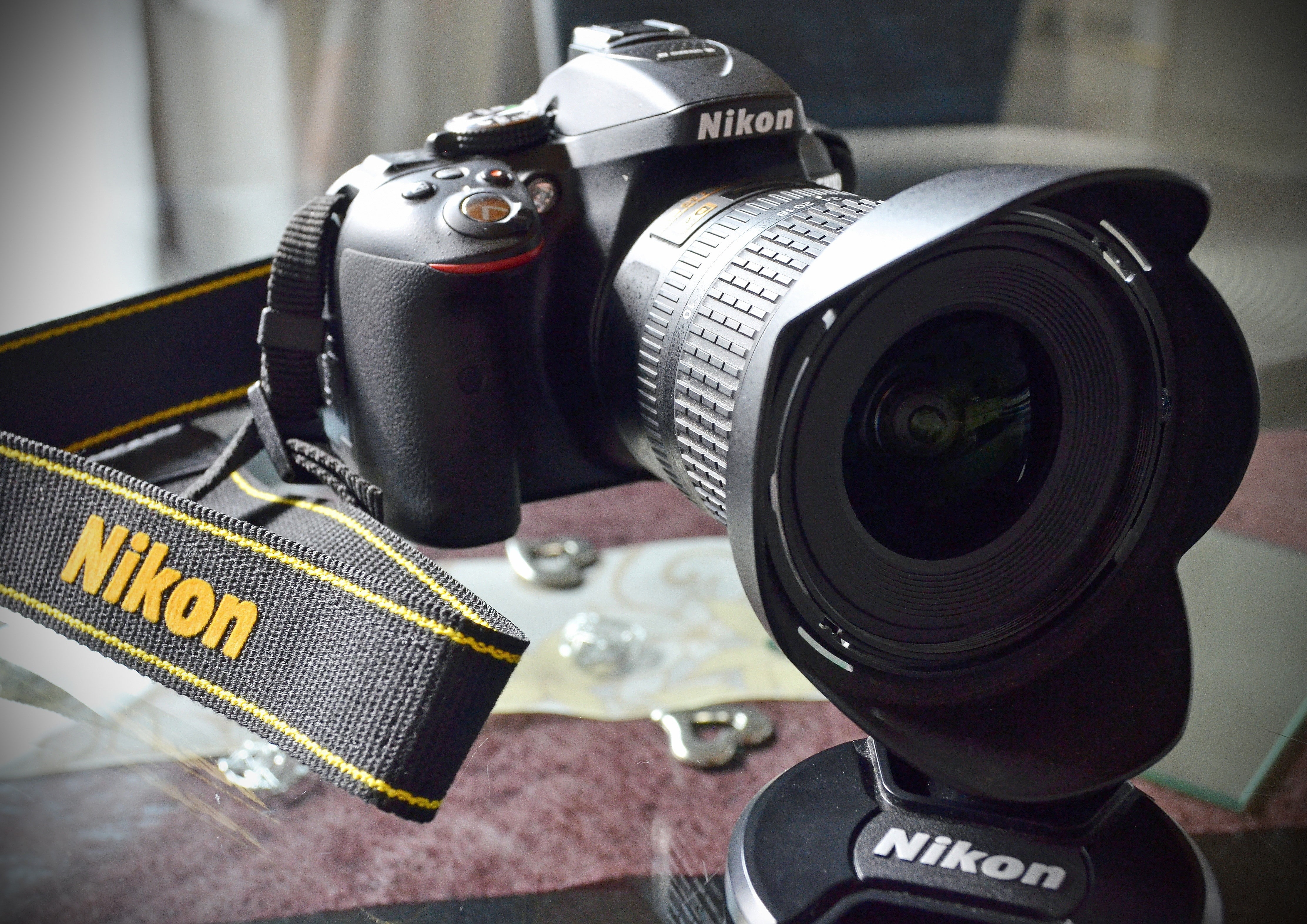 lens - optical instrument, camera - photographic equipment, film industry, camera, technology, 4K, equipment, lens - eye, text, Slr camera, western script, HD Wallpaper