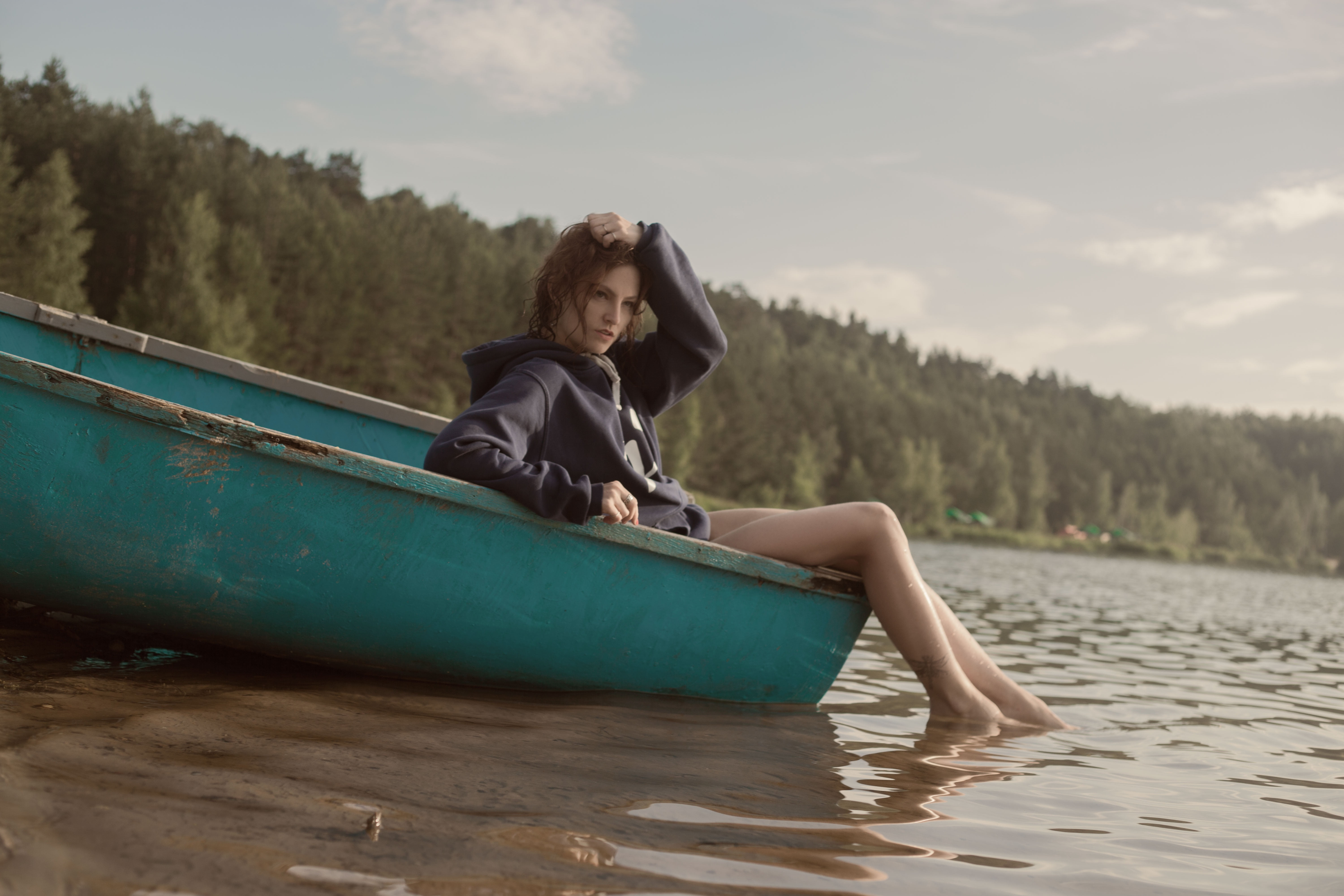 marina, russia, floats, quiet river, journey, water, boat, canoeing, beach, river, vacations, people, sea, catamaran, channel, autumn, girl, landscape, HD Wallpaper