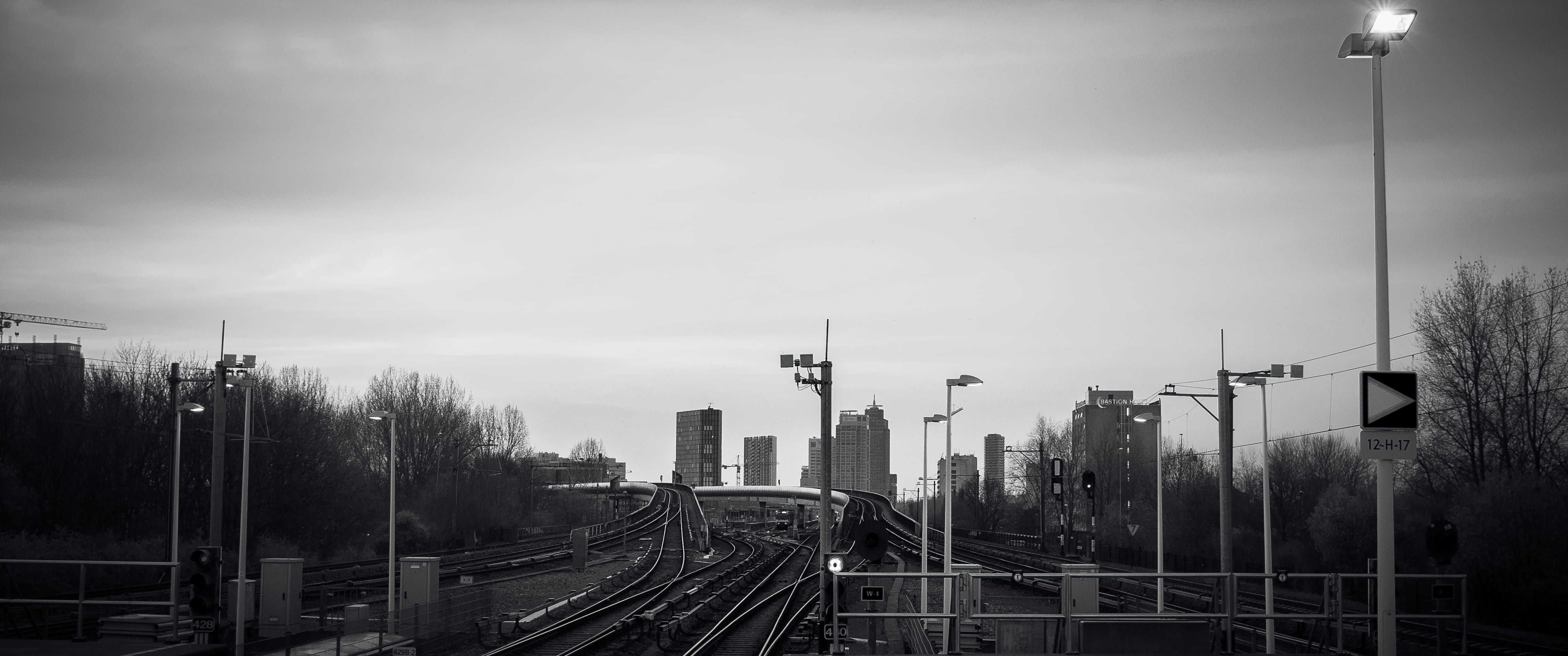 rails, netherlands, city, train, metro, zuid, office building exterior, buildings, building exterior, station, cityscape, transportation, architecture, HD Wallpaper
