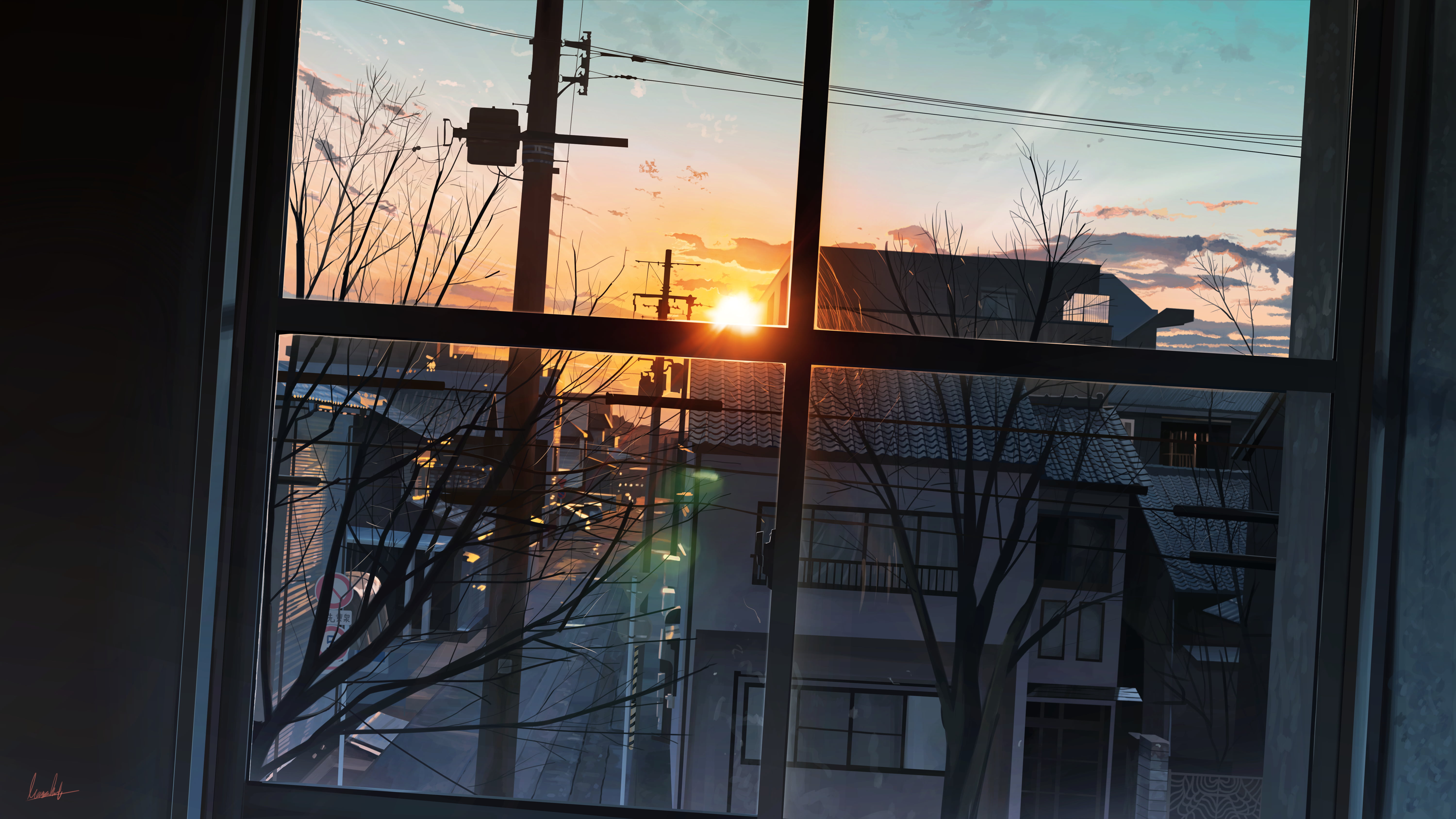 Japan, daybreak, 5K, Sun, Pixiv, HD Wallpaper
