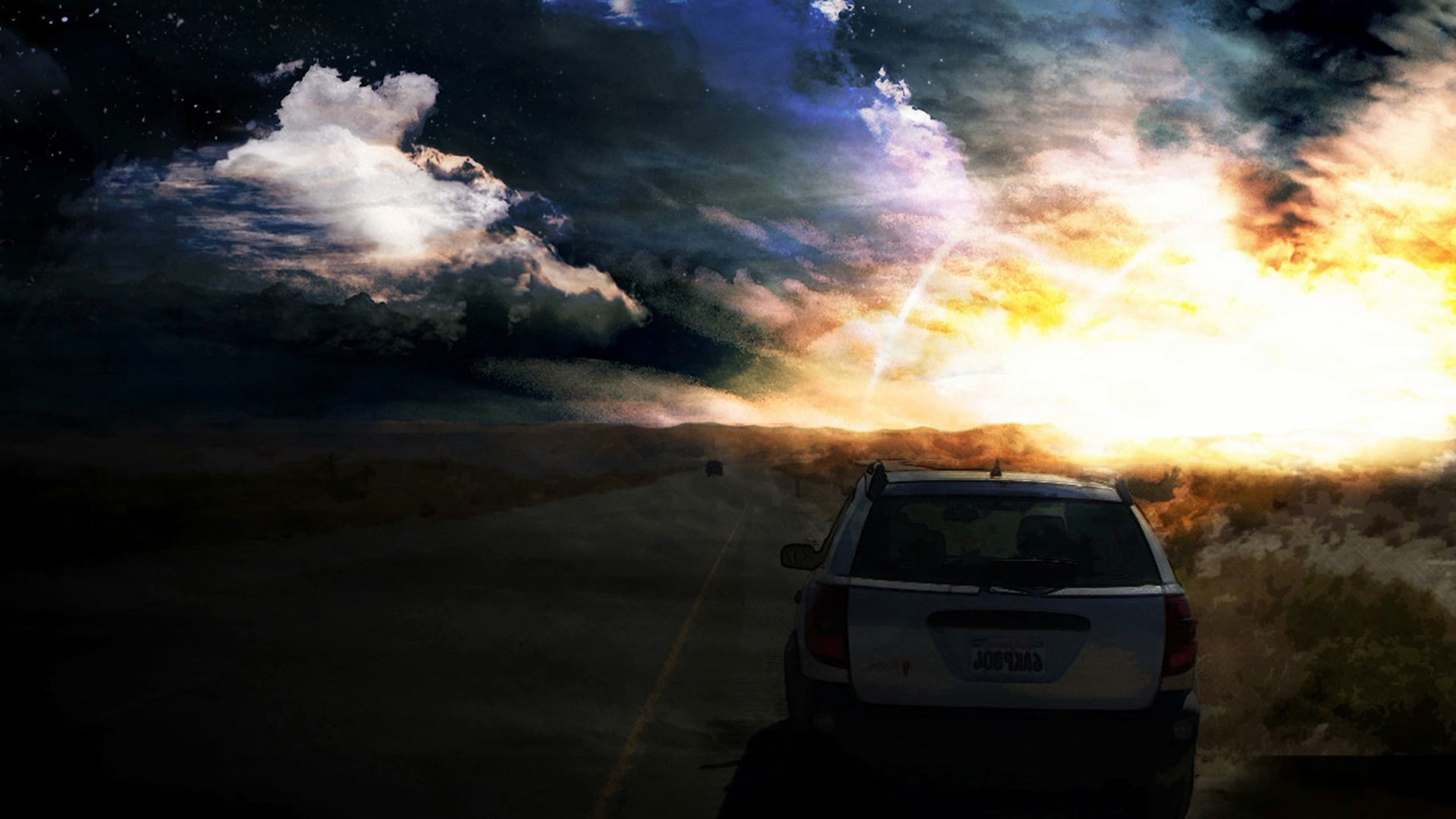 fire, vehicle, outdoors, destruction, car, cloud - sky, accidents and disasters, power in nature, sunset, motion, no people, heat - temperature, burning, HD Wallpaper