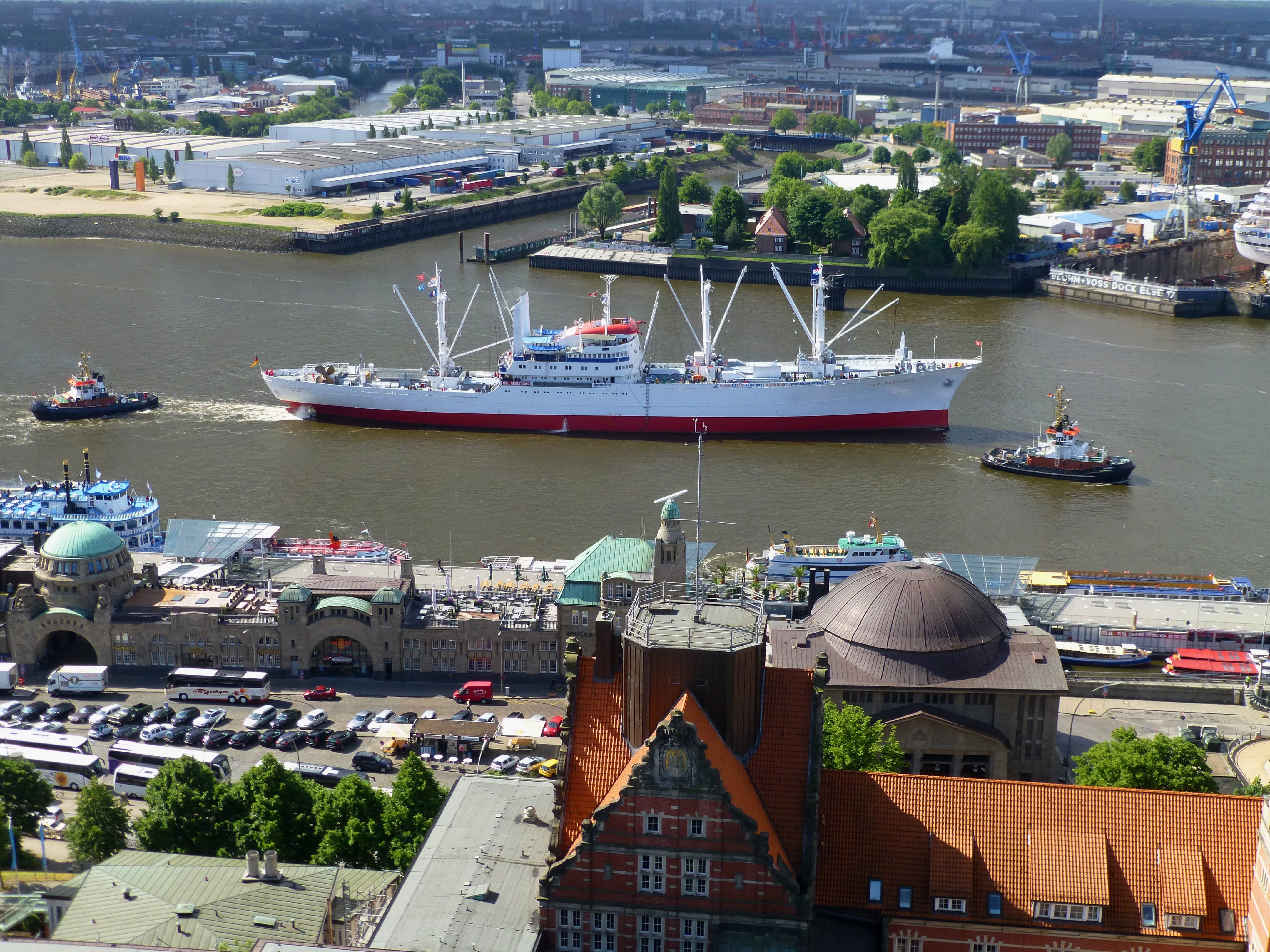 cityscape, technology, shipping, hamburg, travel, passenger craft, high angle view, freighter, cargo, 4K, port, water, built structure, sea, sailboat, HD Wallpaper