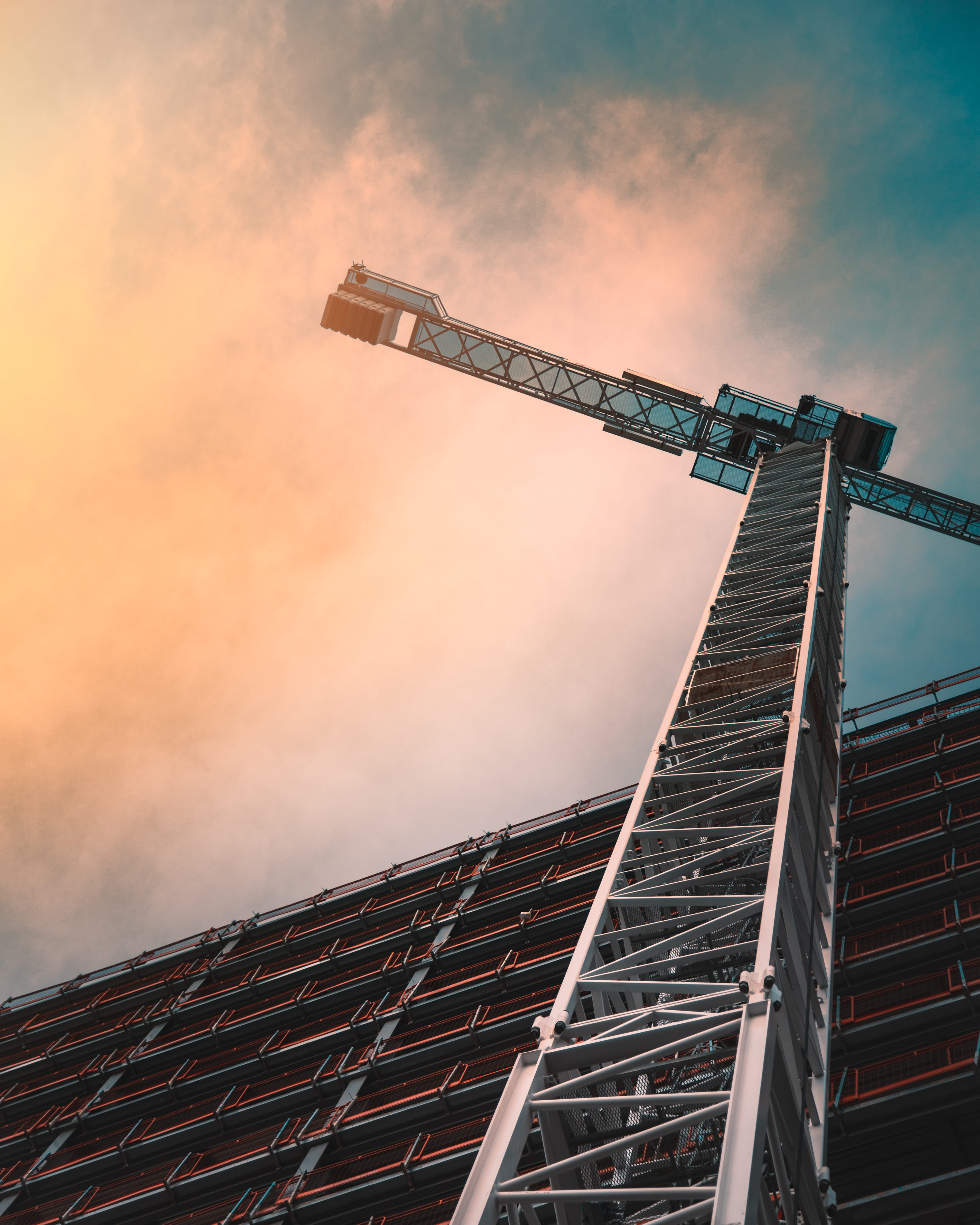 construction site, buildings, building exterior, architecture, cloud - sky, sky, built structure, low, tower, photography, crane - construction machinery, Phone HD Wallpaper