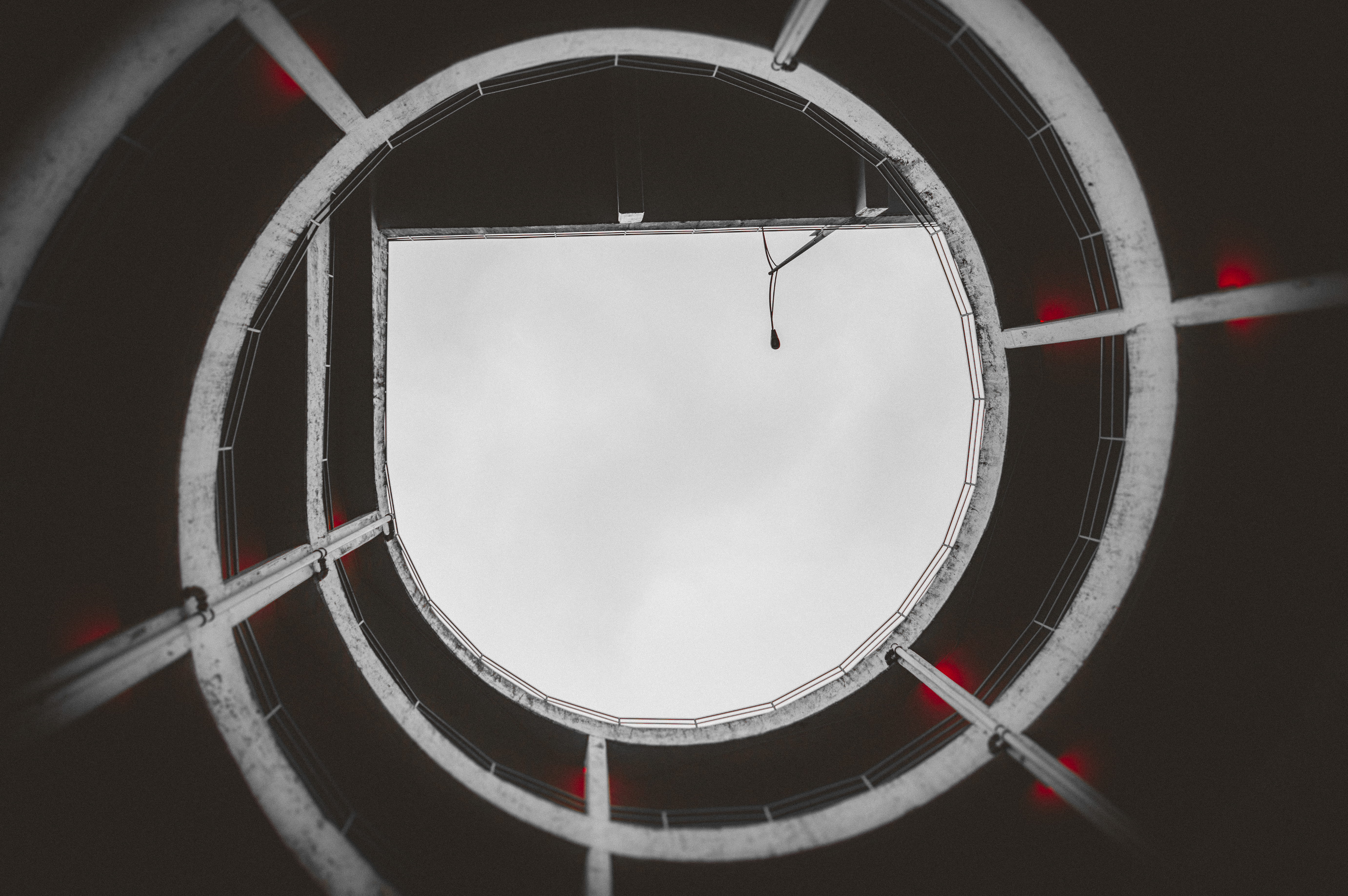 no People, bnw, steps, 5K, round, space, circle, sky, architecture, light, white, symmetry, staircase, vancity, looking up, abstract, symmetric, HD Wallpaper