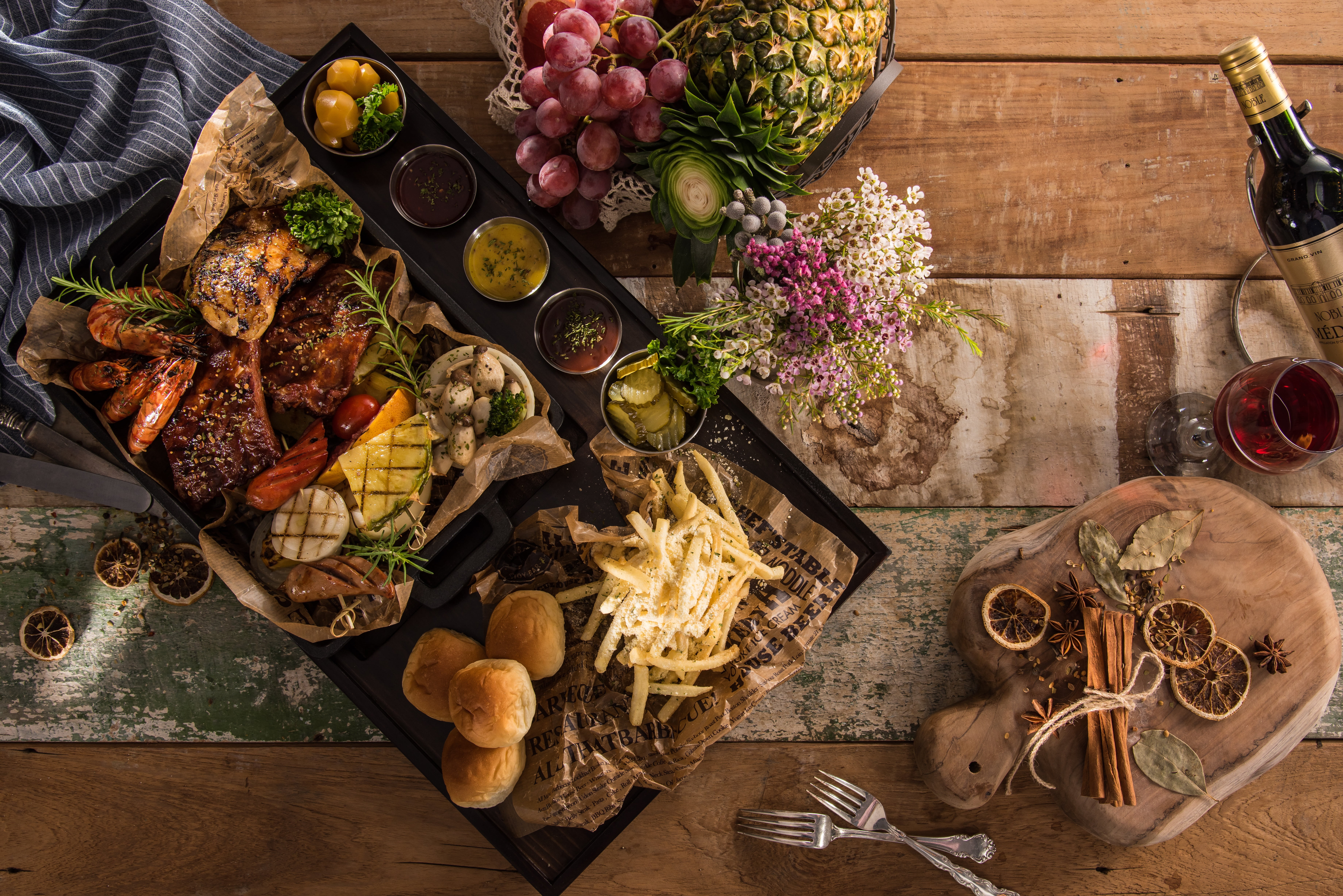 5K, healthy eating, preparation, ready-to-eat, cooking, close-up, high angle view, variation, fusion cuisine, freshness, meat, choice, platter, directly above, HD Wallpaper