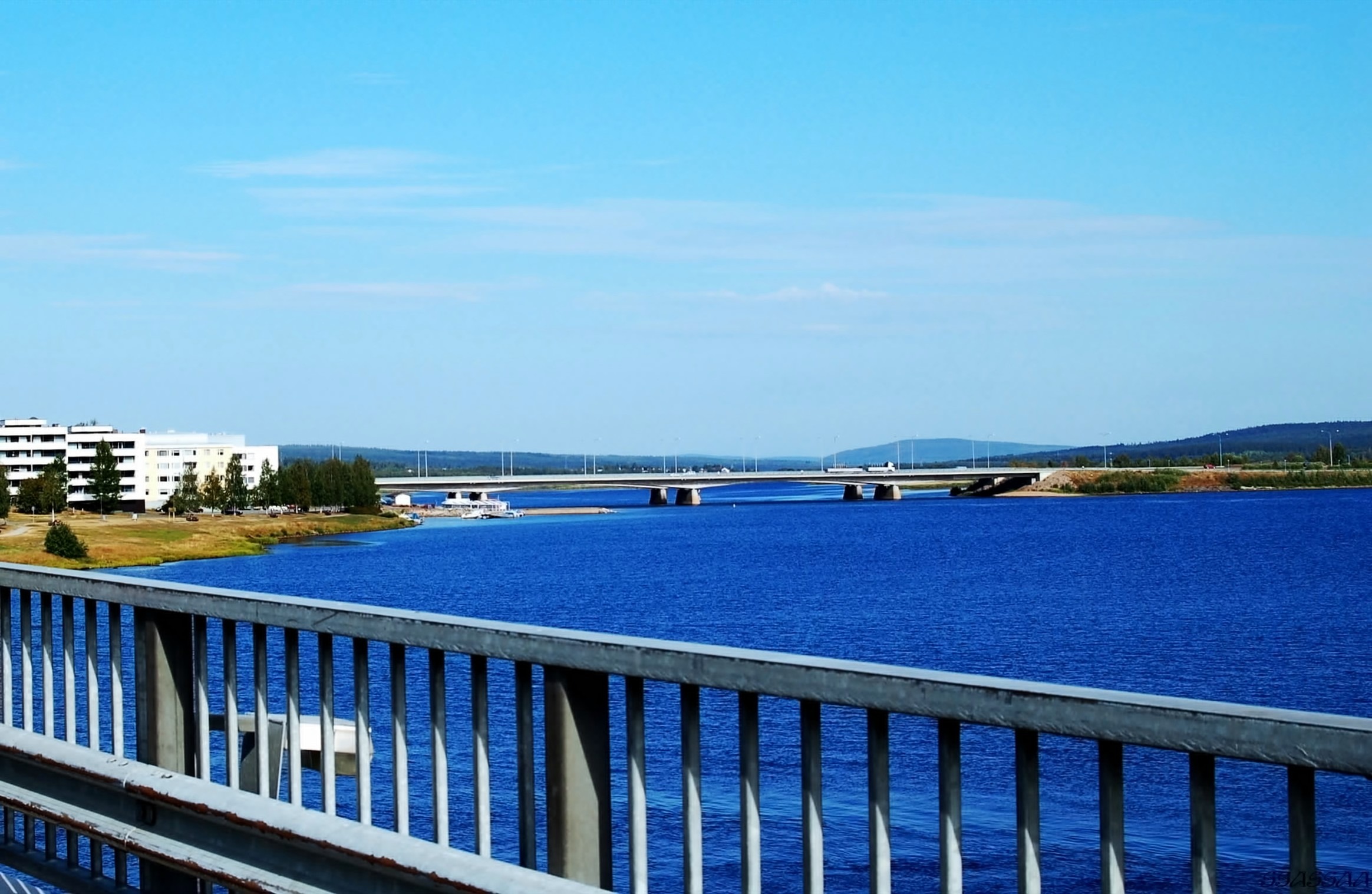 no people, lake, tranquility, nature, finland, day, blue water, bridge, railing, beauty in nature, landscape, city, tranquil scene, water, blue, peace, HD Wallpaper