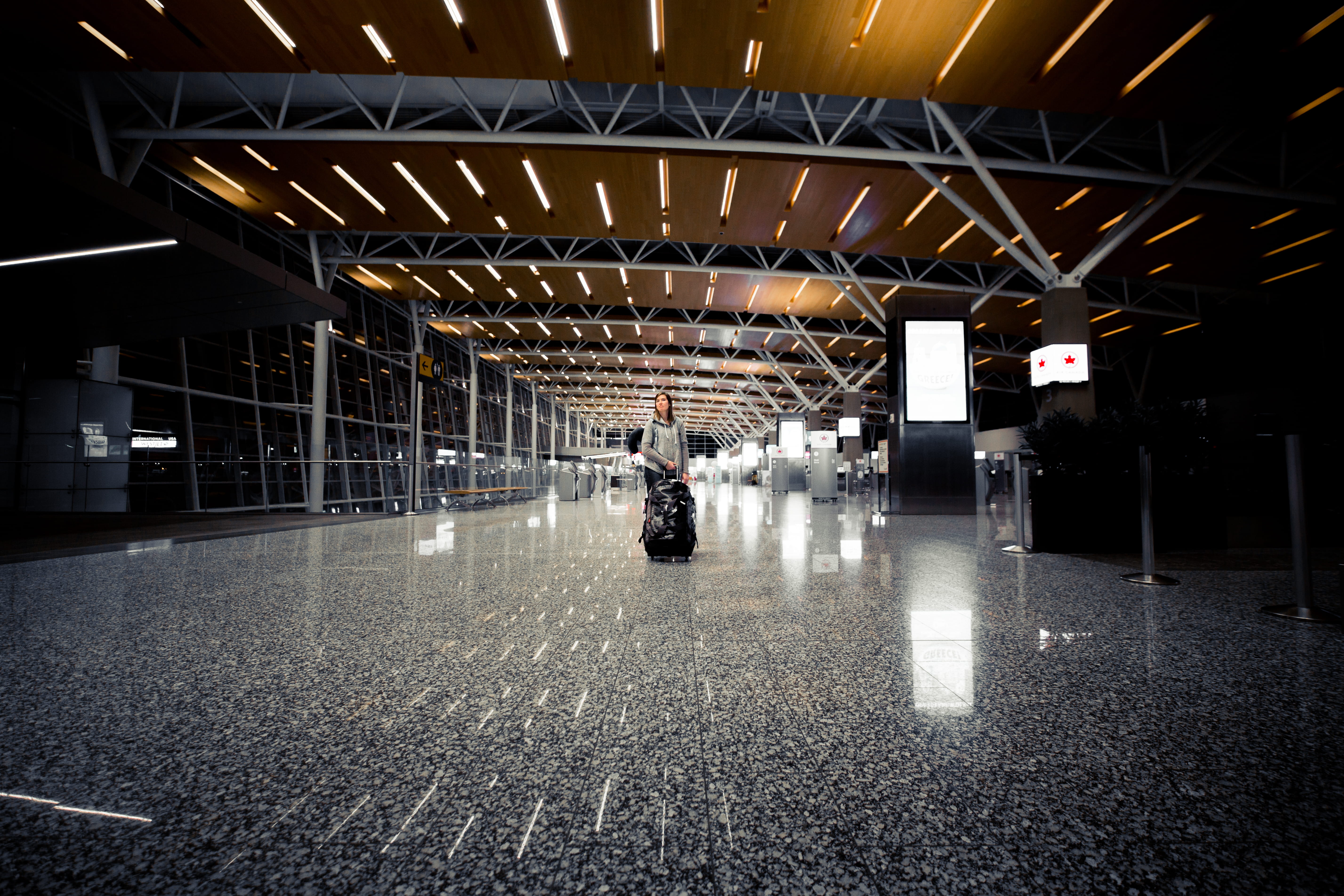 lifestyles, architecture, floor, indoors, concourse, woman, city, person, calgary international airport, calgary, men, light, people, luggage, lighting equipment, HD Wallpaper