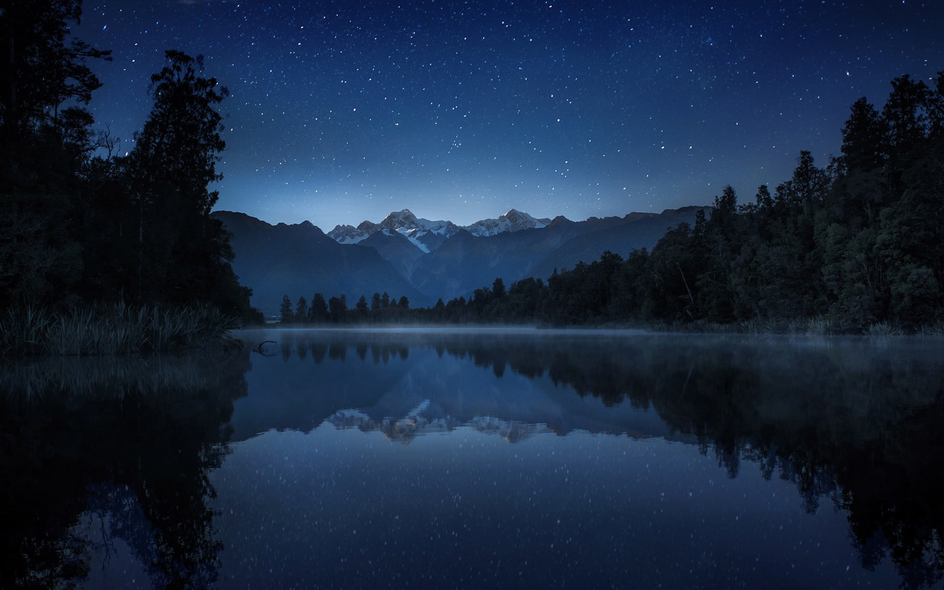 nature, landscape, photography, lake, mountains, starry night, 1080P, HD Wallpaper