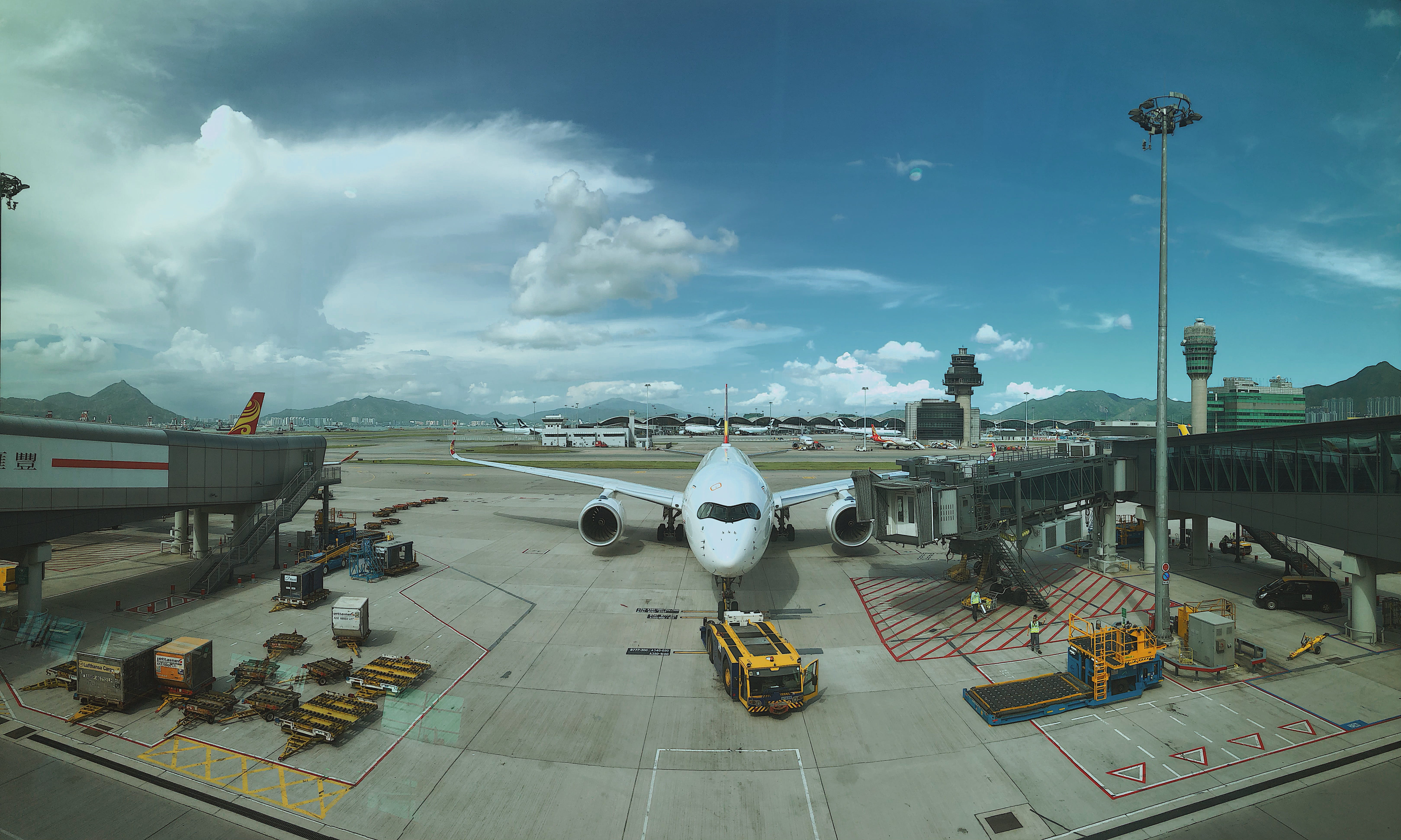 nature, high angle view, aerospace industry, airport runway, runway, public transportation, person, cloud - sky, day, aircraft, human, airplane, outdoors, HD Wallpaper