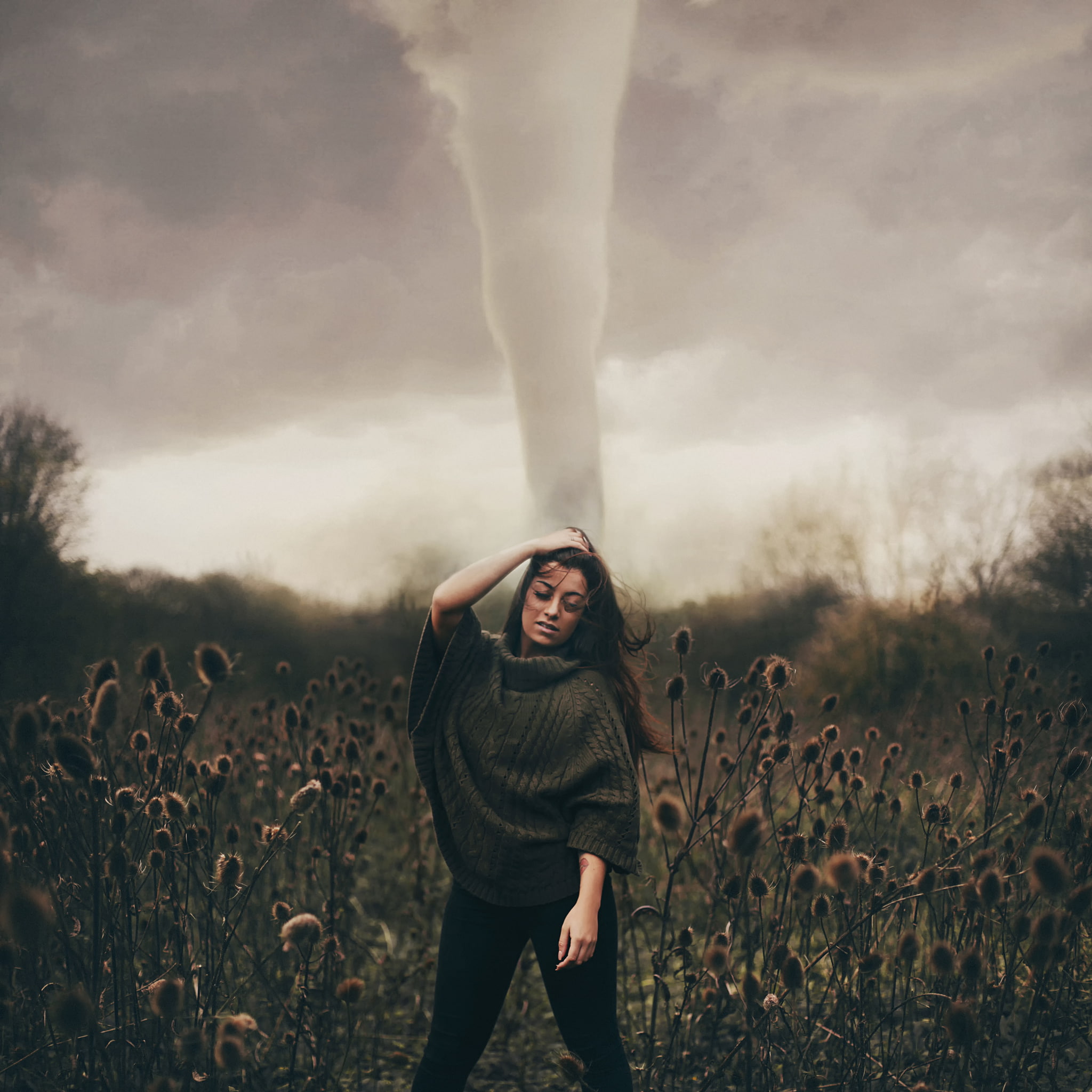 Open up my eyes, tornado, tell me im alive, Amy Spanos, element, 1080P, girl, Phone HD Wallpaper