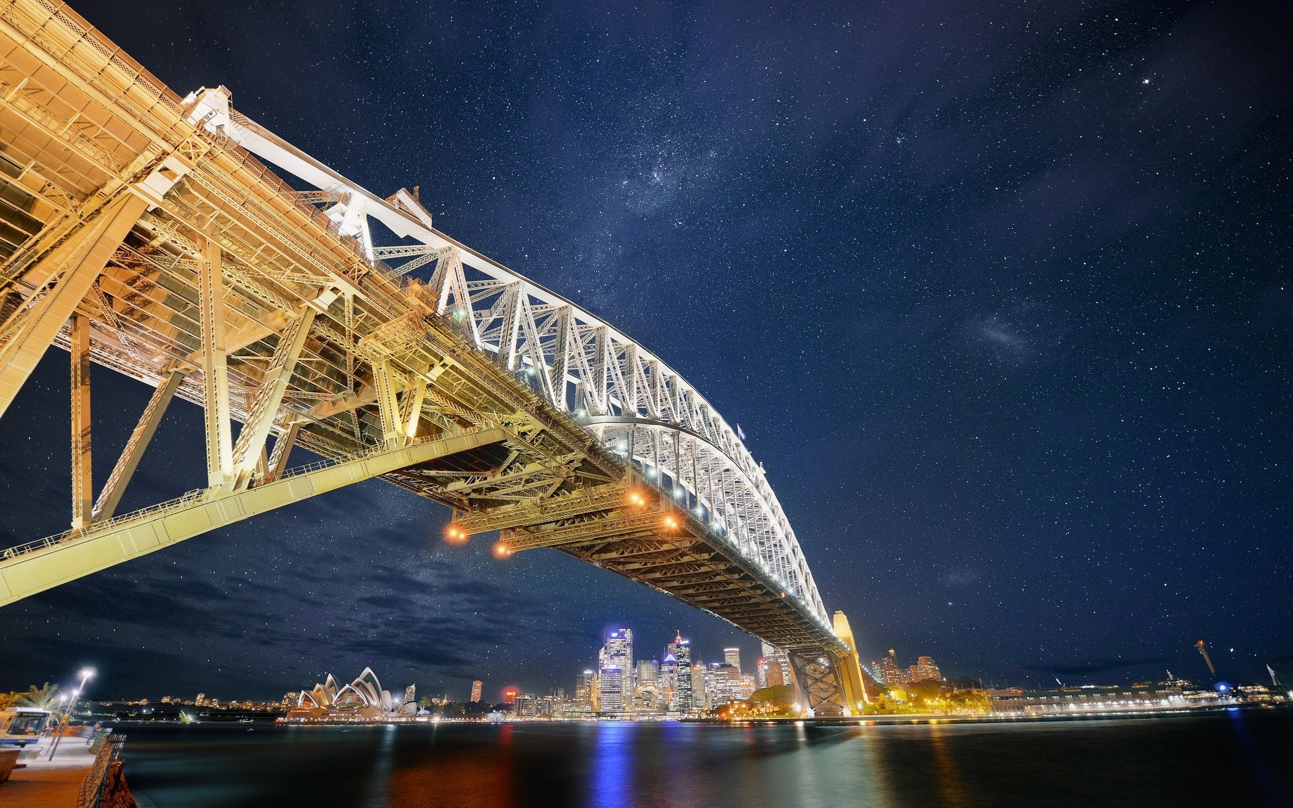 Sydney, building, sky, bridge, Sydney Harbour Bridge, HDR, cityscape, 2K, city, HD Wallpaper